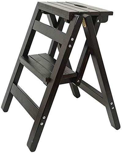 Multifunctional Wooden Folding Step Stool Ladder for Home, Kitchen, Office & Library - Compact, Lightweight & Sturdy - Perfect for Reaching High Shelves, Organizing & Cleaning