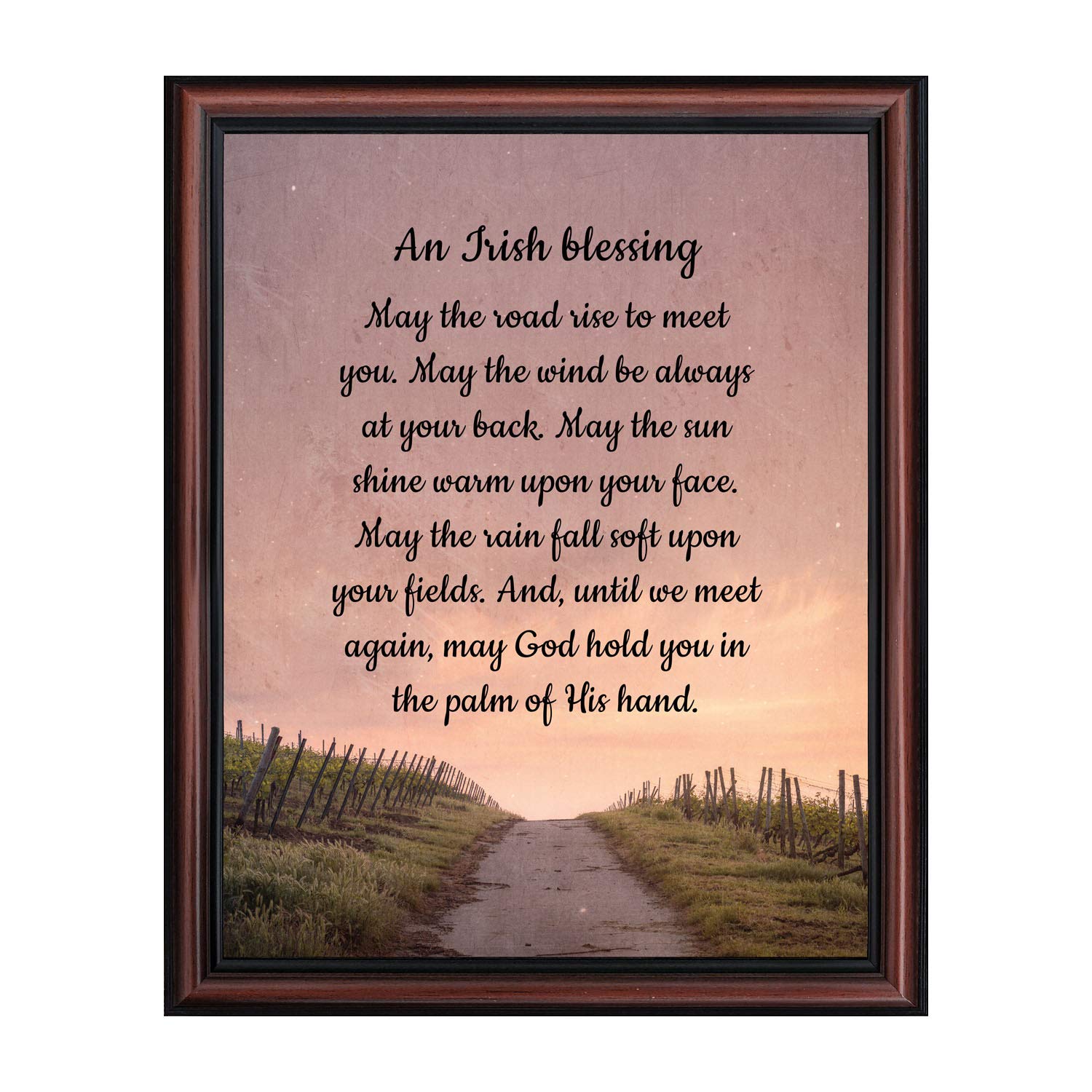 Irish Blessing Wall Art - May the Road Rise Up to Meet You - Celtic Home Decor Sign - Unique Irish Gifts for Women - Housewarming Present for New Home 2103W - Perfect for St. Patrick's Day, Irish Weddings & Home Blessing Ceremonies