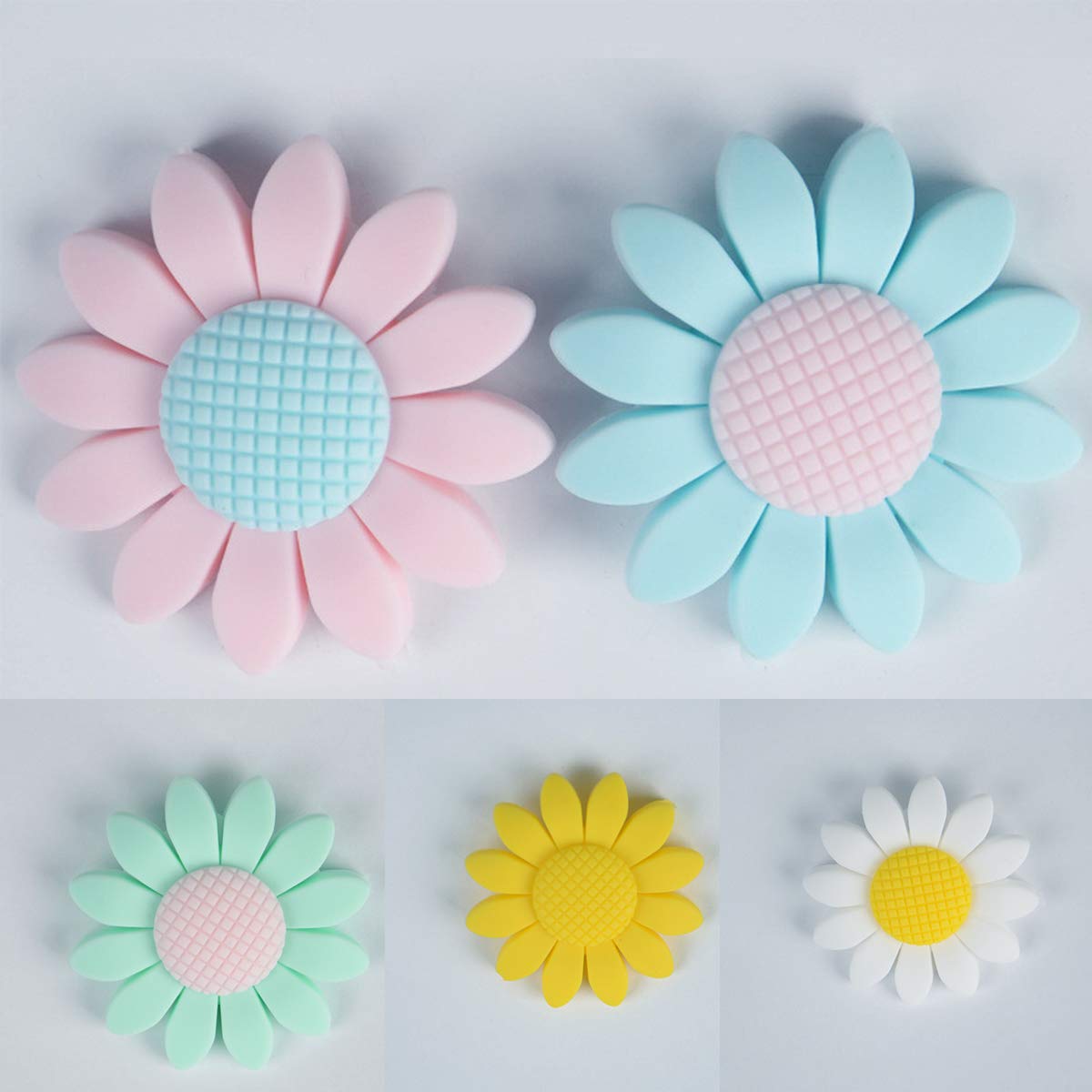 24pcs Silicone Sunflower Beads for Keychain Making, DIY Bracelet & Jewelry Crafting - Cute Animal Flower Beads for Necklaces, Keyrings & Mom Gifts (Perfect for DIY Projects, Party Favors & Handmade Accessories)