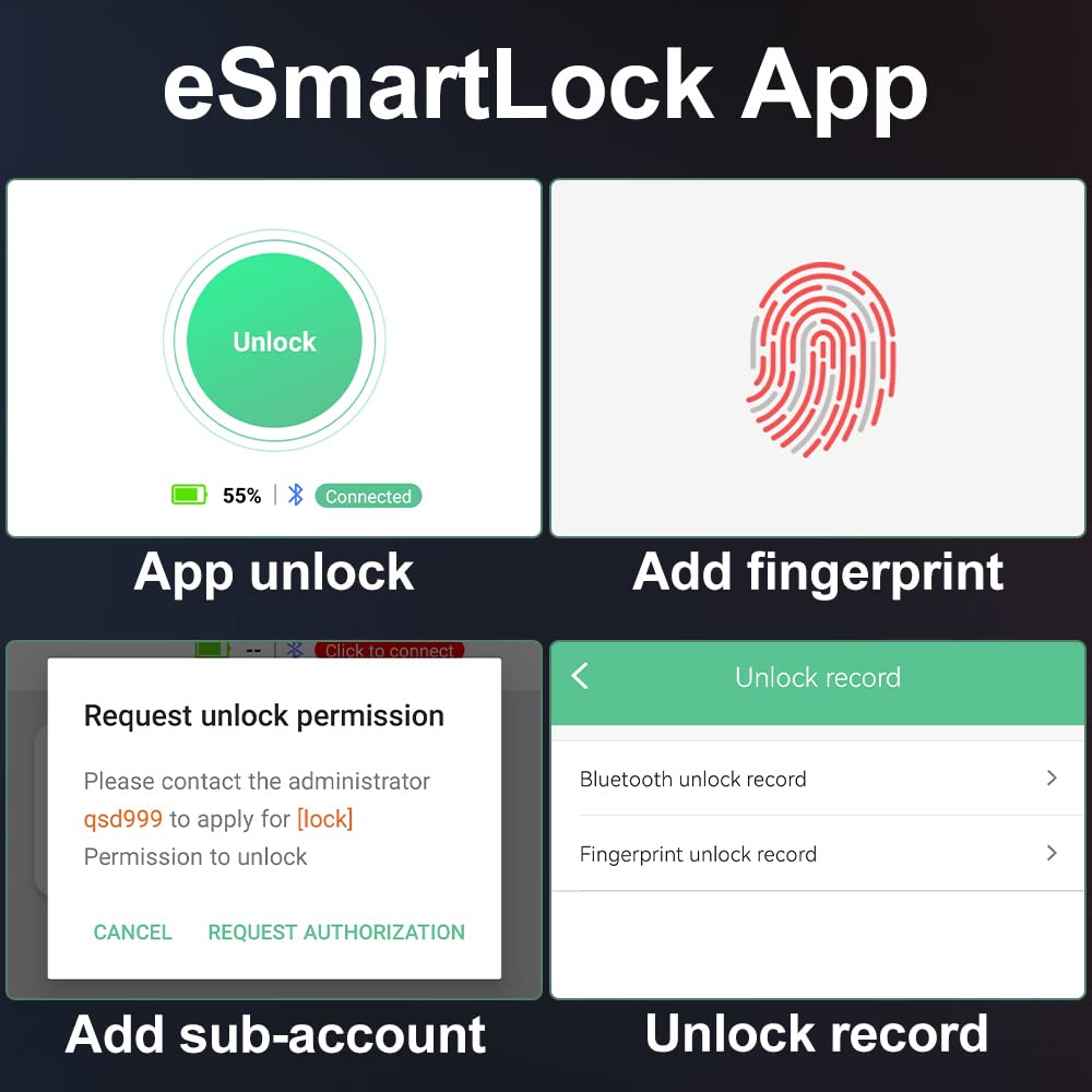 eLinkSmart Keyless Waterproof Bicycle Lock - 150cm Long Steel Cable Lock for Bike, Scooter, Motorcycle, Door, Fence & Gate - Fingerprint Unlock, Phone App Remote Control (iOS/Android Compatible) - Perfect for Urban Commuting, Outdoor Adventures & Home Security