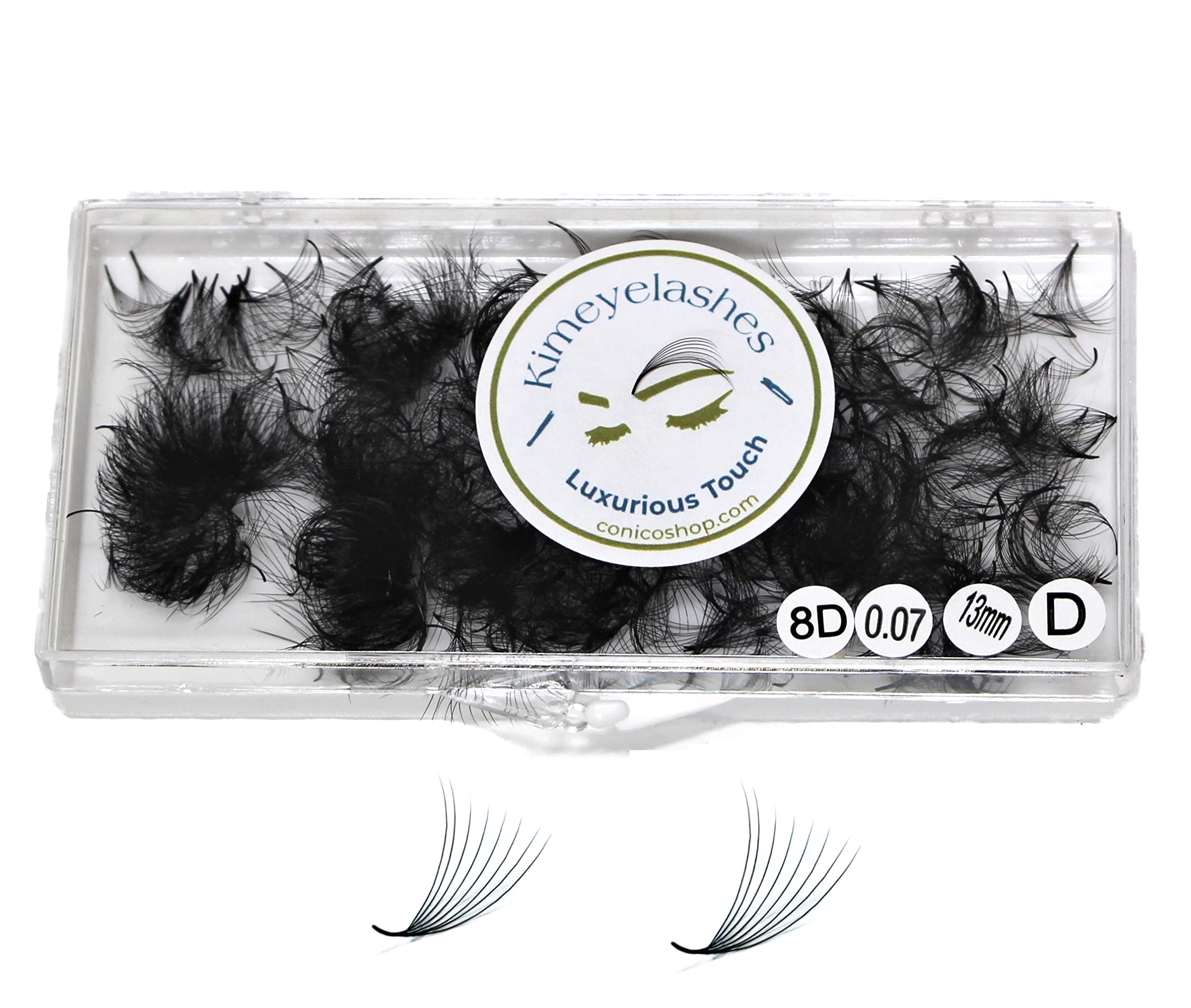 8D Russian Volume Eyelash Extensions - 0.07 C/D Curl Premade Fans, 1000 Handmade Lash Clusters for Volume Lashes (10mm) - Perfect for Salon Professionals & DIY Lash Artists