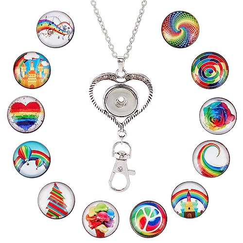 1+12 Rainbow Button Lanyard