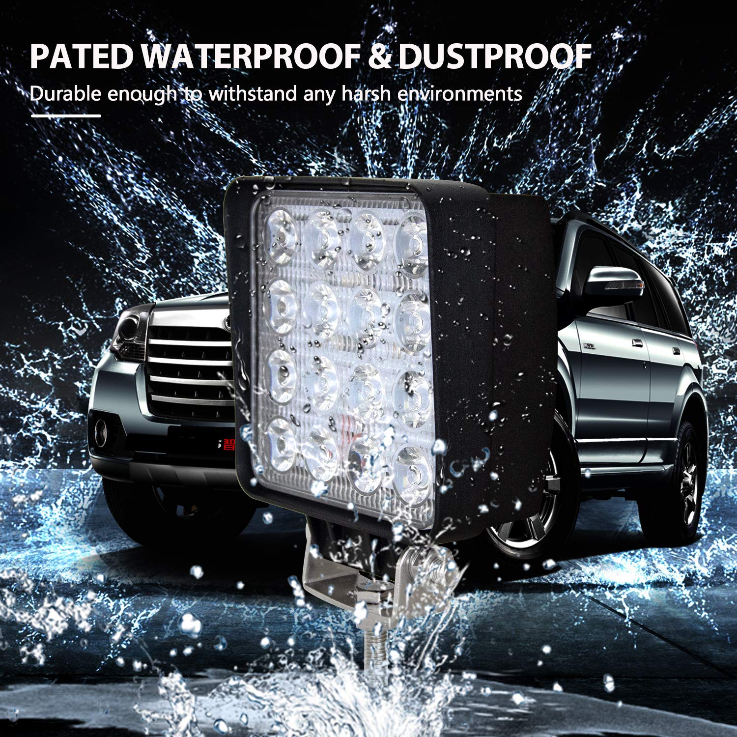 SKYWORLD 4 Inch 48W LED Work Lights - 10 Pack Spot Driving Fog Light Pods for Off-Road, Boat, Truck, Tractor & SUV | Durable Waterproof Lighting for Night Driving, Worksite & Marine Use
