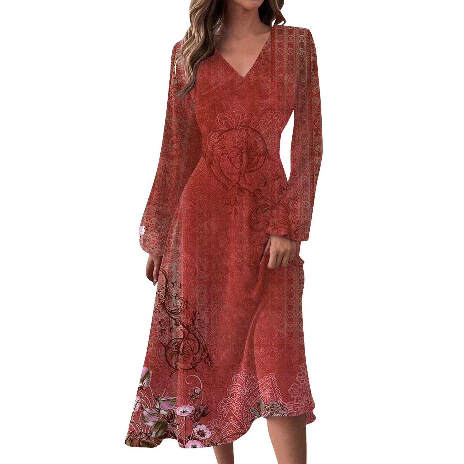 2024 Fall Maxi Dresses for Women - Long Sleeve Plus Size Wedding Guest Dresses for Curvy Women | Perfect for Autumn Weddings, Parties & Special Occasions
