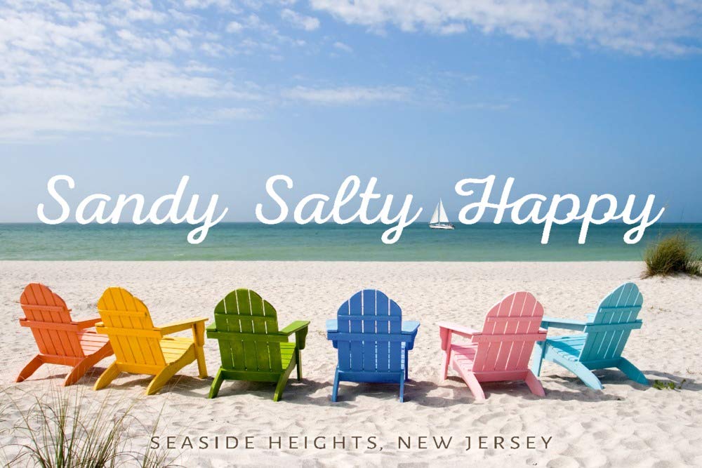 Colorful Beach Chairs Art Print - Sandy Salty Happy Seaside Heights New Jersey - 16x24 Hand Signed Giclee Gallery Wall Decor - Perfect for Coastal Living Rooms, Beach House Decor & Vacation Home Wall Art