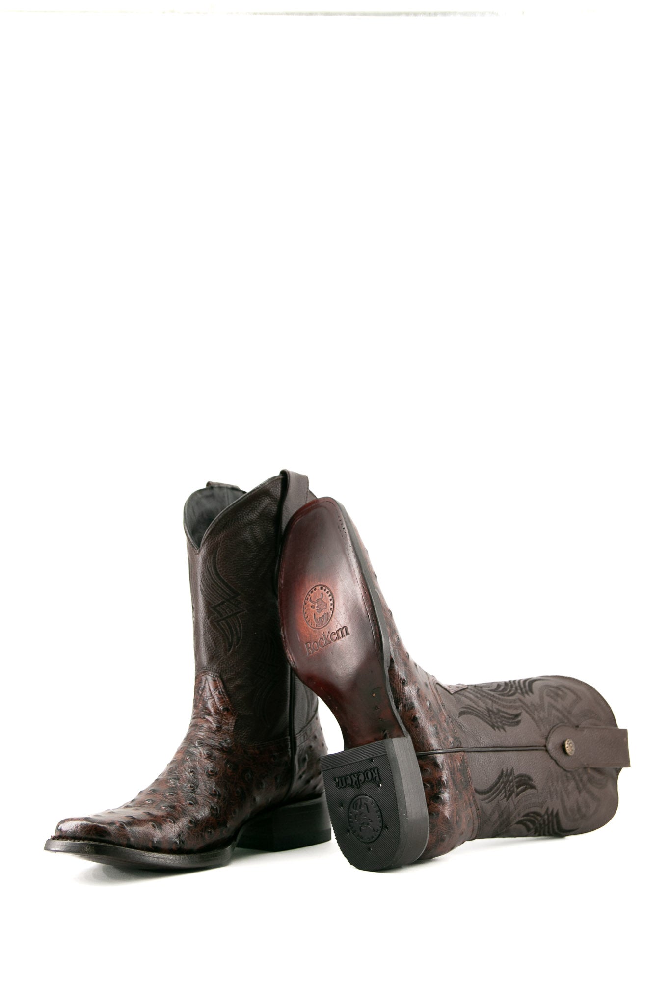 Vintage Ostrich Print Cowboy Boots for Men & Women - Western Rodeo Style Leather Boots - Perfect for Country Music Festivals, Line Dancing & Cowboy Themed Parties