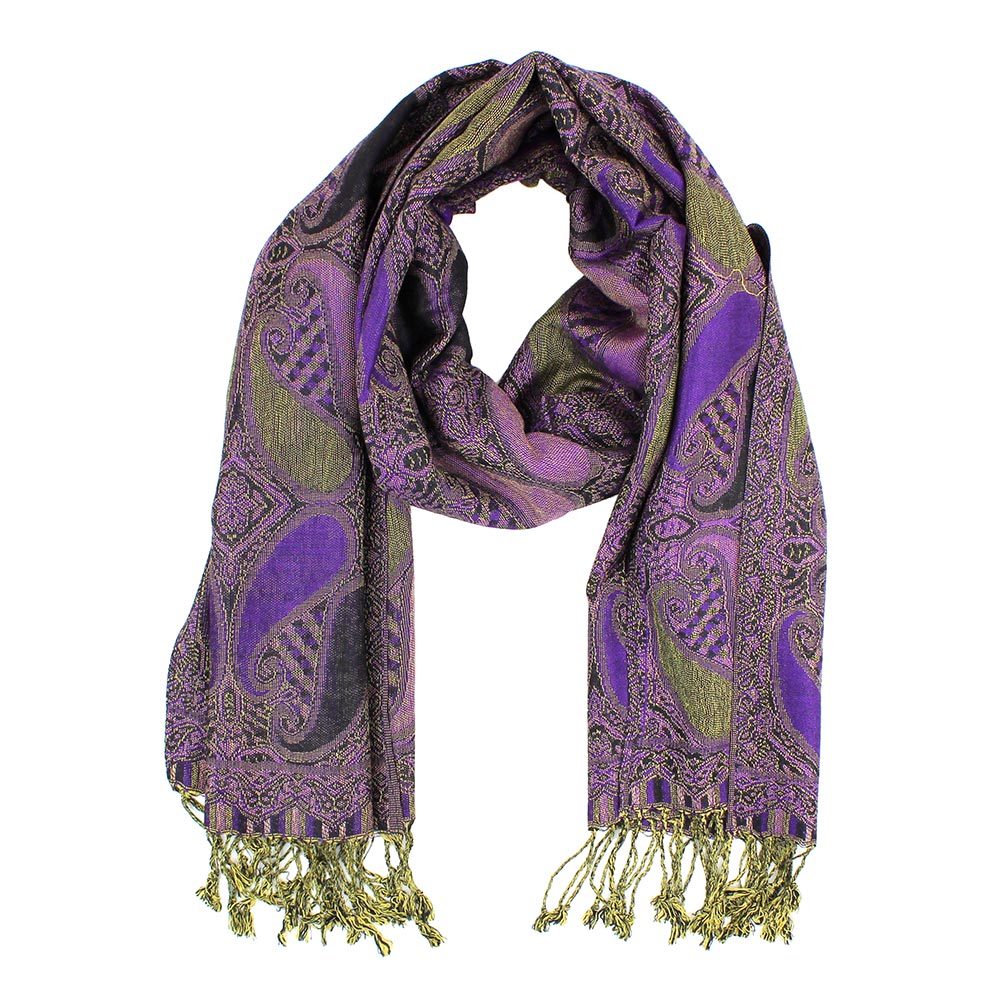 Stylish Purple Large Paisley Pashmina Scarf Shawl for Women - Soft Winter Wrap, Fashionable Accessory for Outfits, Parties & Cold Weather