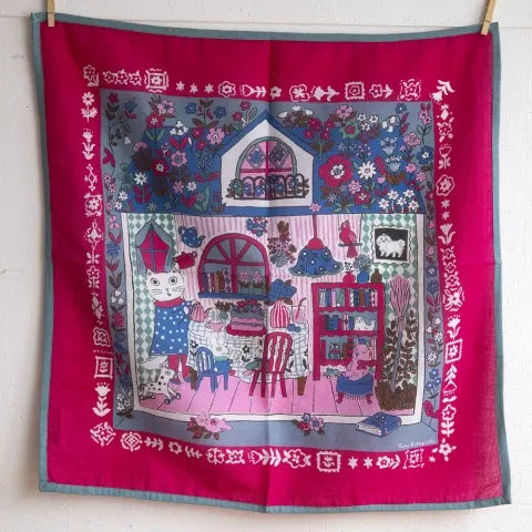 Yumi Kitagishi Handkerchief Dollhouse Miniature - Pink Decorative Accessory for Dollhouse, Victorian Home Decor, DIY Crafts & Miniature Collectibles