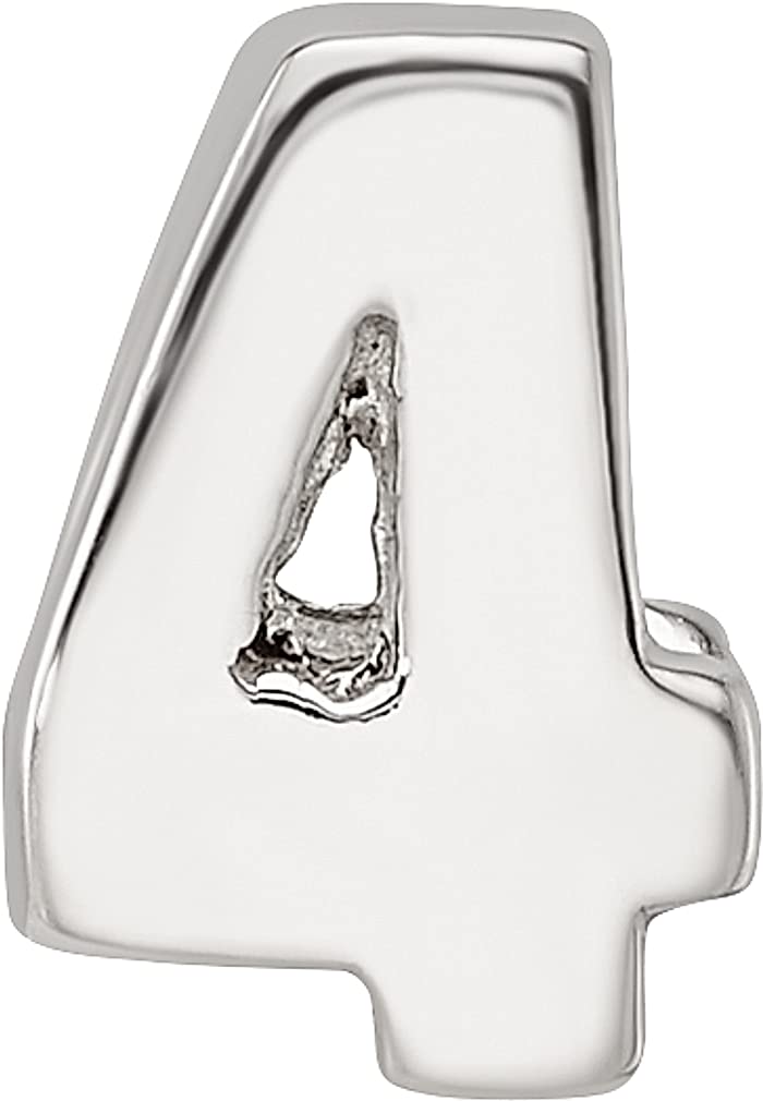 925 Silver Number 4 Charm Bead for Bracelet - Women's Alphabet Jewelry Gift for Birthdays & Anniversaries