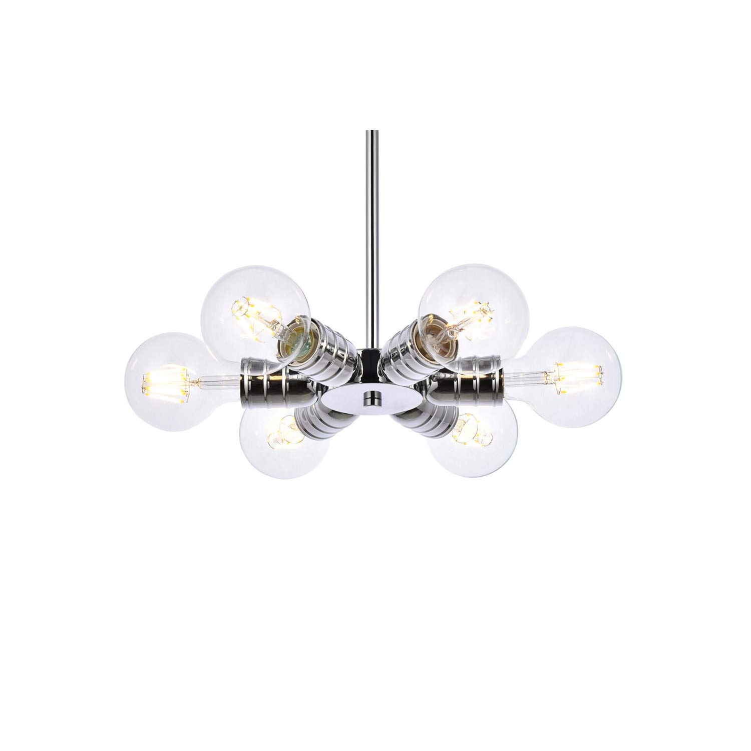 Reyes 6-Light Chrome Pendant Lighting Fixture - Modern Dining Room Chandelier for Kitchen Island, Bedroom, or Living Room Ceiling Decor