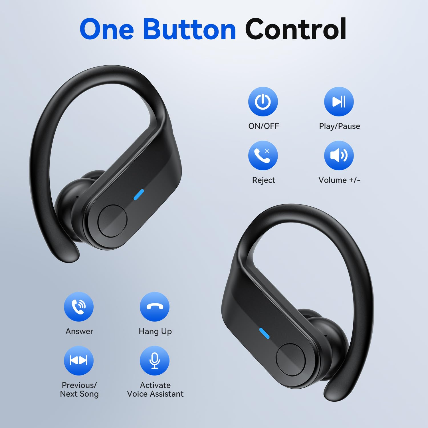 Wireless Bluetooth Earbuds 75Hrs Playtime, IPX7 Waterproof for Running Gym - Black