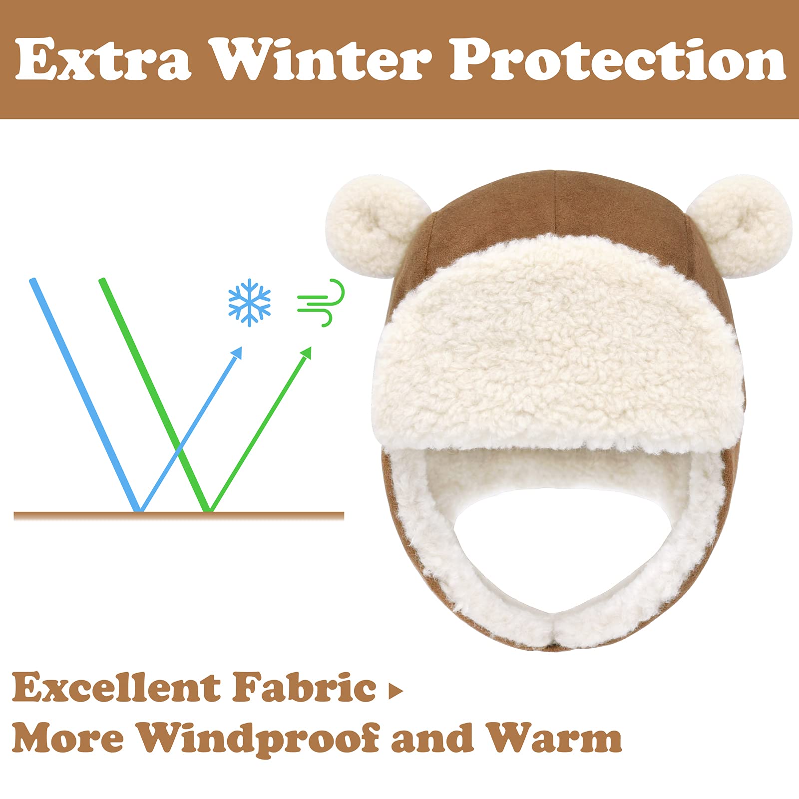 Sherpa Toddler Winter Hat with Bear Ears - Warm Baby Boy & Girl Beanie for Cold Weather - Cozy Infant Winter Hat for Outdoor Play, Snow Days & Holiday Photos