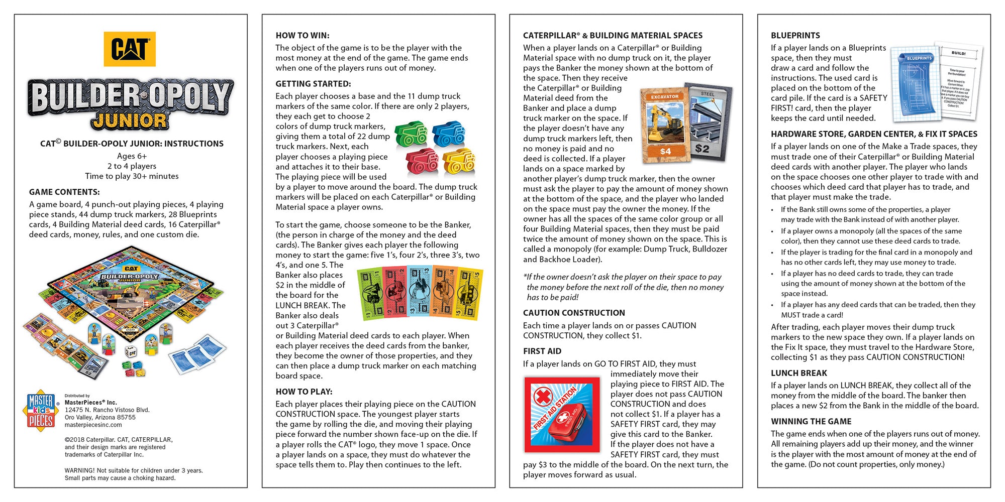 Caterpillar Builder Opoly Junior Board Game - Fun Construction-Themed Family Game for Kids | Perfect for Birthday Gifts & Indoor Family Game Nights