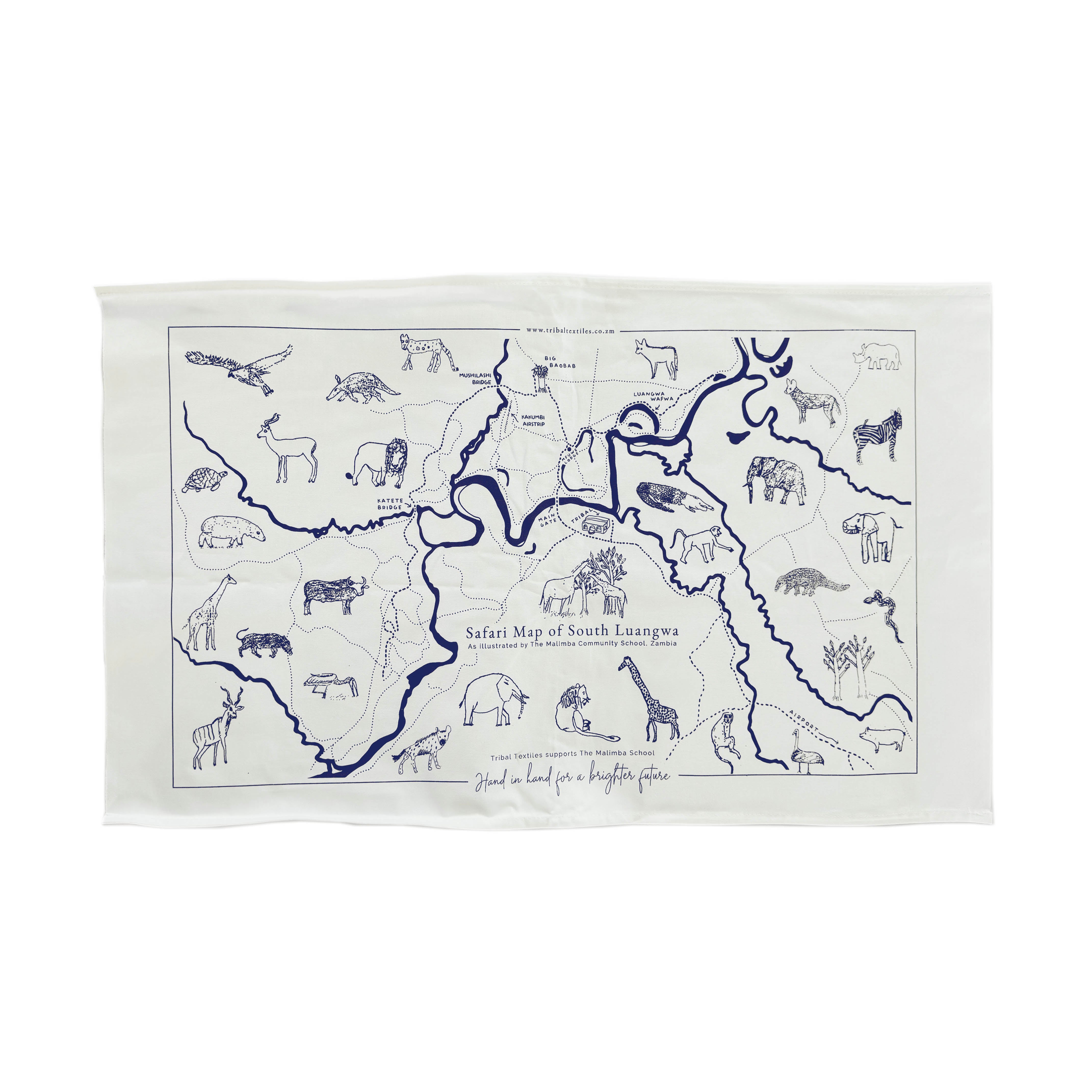 Malimba Tea Towel with World Map Design - Premium Cotton Kitchen Towel for Drying Dishes, Decor & Gift - Perfect for Home, Kitchen & Travel Use