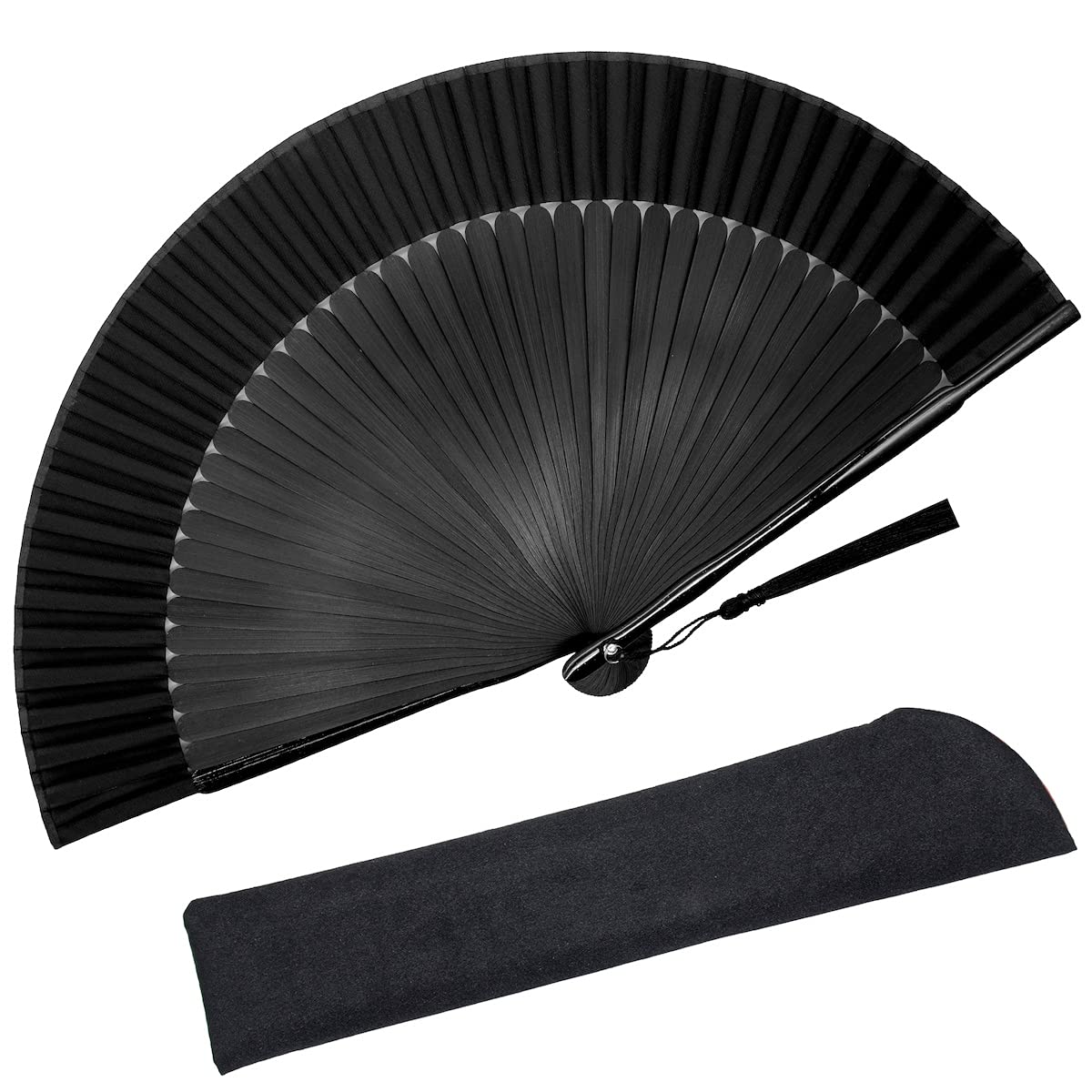Zolee Folding Hand Fan for Women - Vintage Chinese Japanese Bamboo Silk Fan - Portable & Elegant for Hot Flashes, Dancing, Performances, Weddings, Parties - Perfect Gift & Home Decoration (Classic Black) - Ideal for Summer Cooling, Stage Shows, and Asian-Themed Events