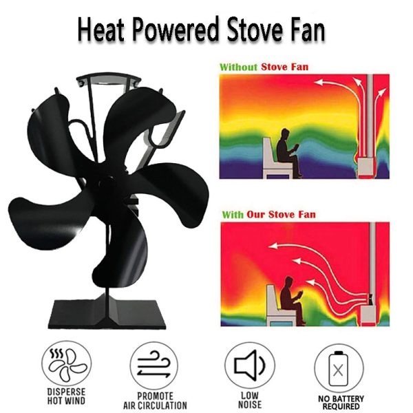 5 Blade Stove Fan VDST615S - Efficient Heat Circulation for Wood Burning Stoves, Fireplaces & Home Heating - Eco-Friendly & Quiet Operation for Cozy Indoor Comfort