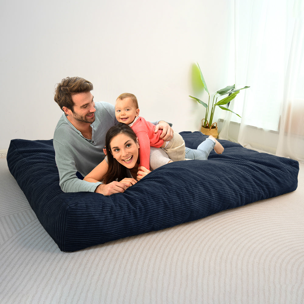 MAXYOYO 4ft Convertible Bean Bag Bed - Corduroy Oversized Bean Bag Chair with Removable Cover, Navy Blue | Perfect for Living Room Lounging, Bedroom Relaxation & Dorm Room Comfort