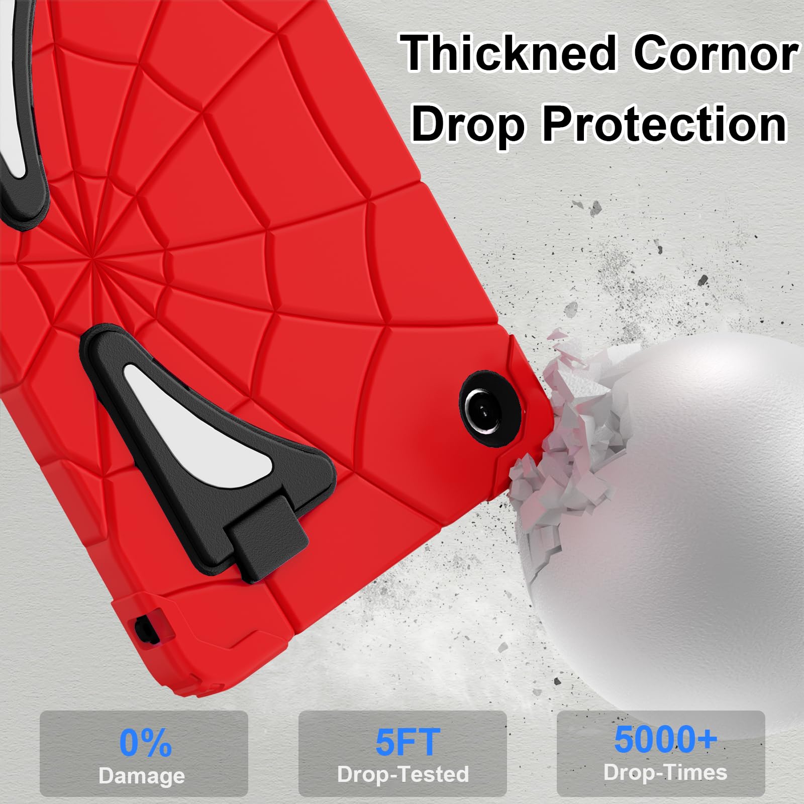 Shockproof Samsung Galaxy Tab A9+ 11 Inch Case for Kids with Screen Protector & Stand - Thickened Corners, Red/Black - Perfect for School, Travel, and Outdoor Activities