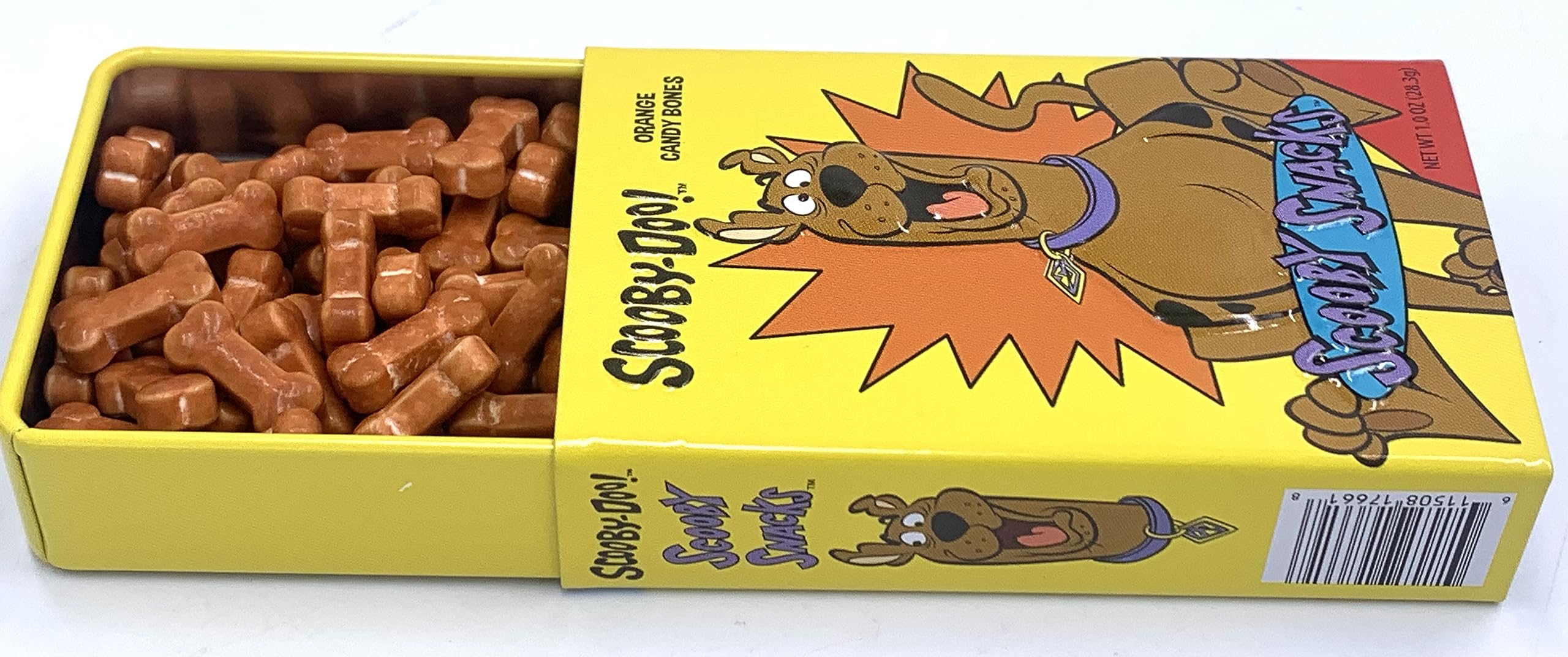 Scooby-Doo Scooby Snacks Orange Flavored Candy - Collectible Slider Tin with Bone-Shaped Treats | Fun Halloween Party Favors & Nostalgic TV Show Snacks for Kids & Fans