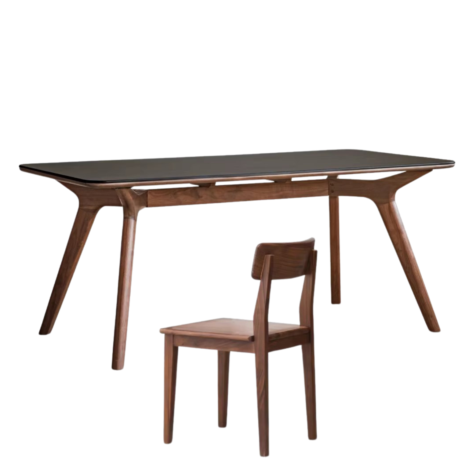 Premium Black Walnut Solid Wood Live Edge Rock Slab Dining Table - Rustic Farmhouse Style for Dining Room, Kitchen, or Outdoor Patio