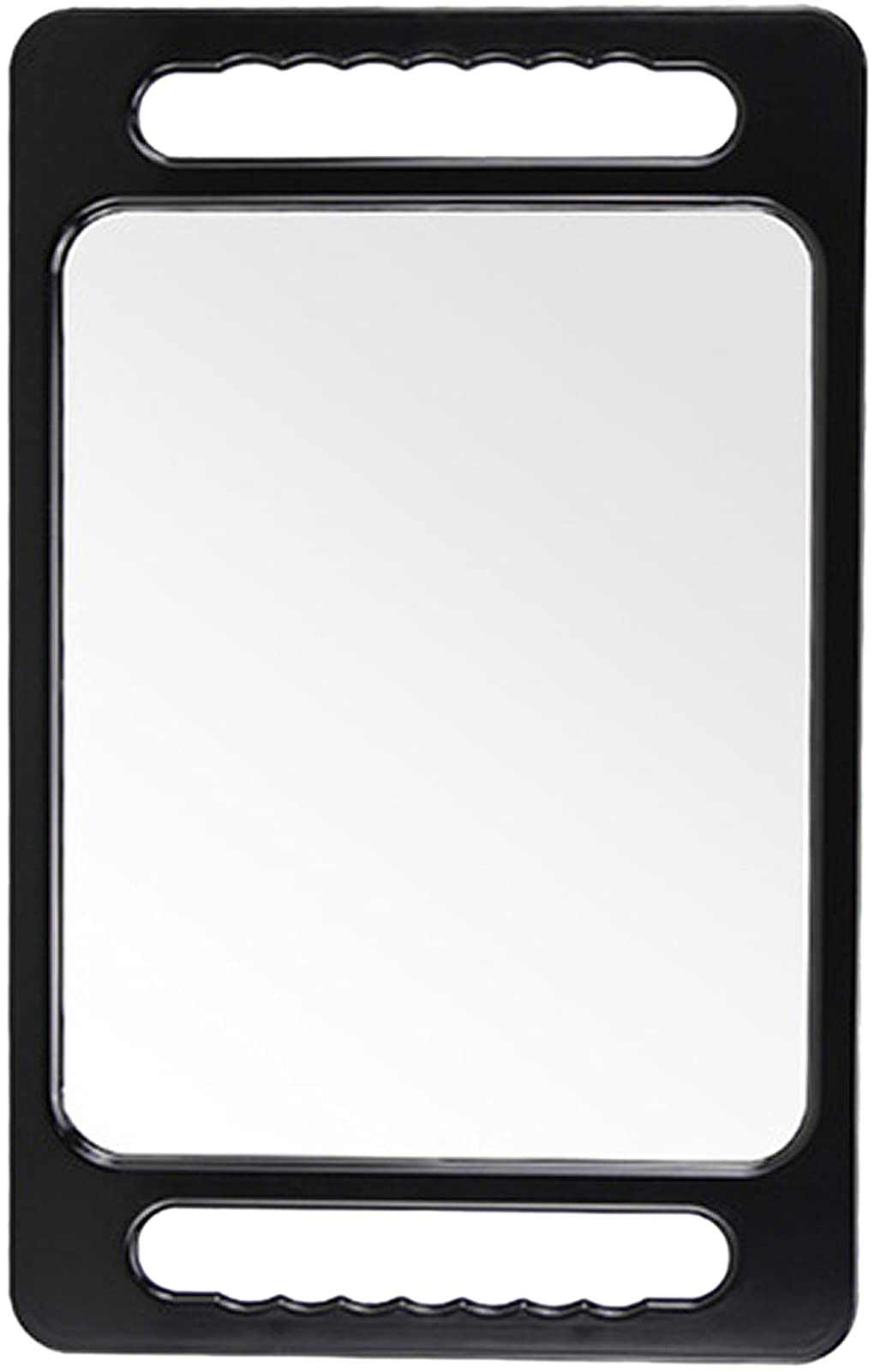 Professional Salon Handheld Makeup Mirror - Black Rectangular Double Handle Unbreakable Large Mirror for Hairstylists & Barbers | Perfect for Home, Salon & Travel Use