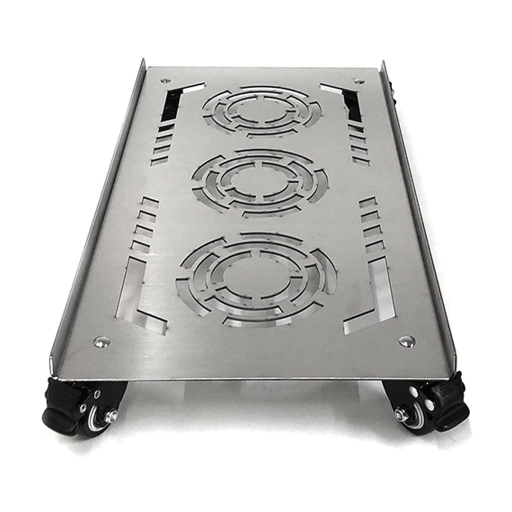 Sturdy Stainless Steel PC Tower Stand with Locking Casters - 50x26cm Mobile Desktop Computer Stand for Floor & Carpet - Perfect for Gaming Setup, Office Workstation & Home Use