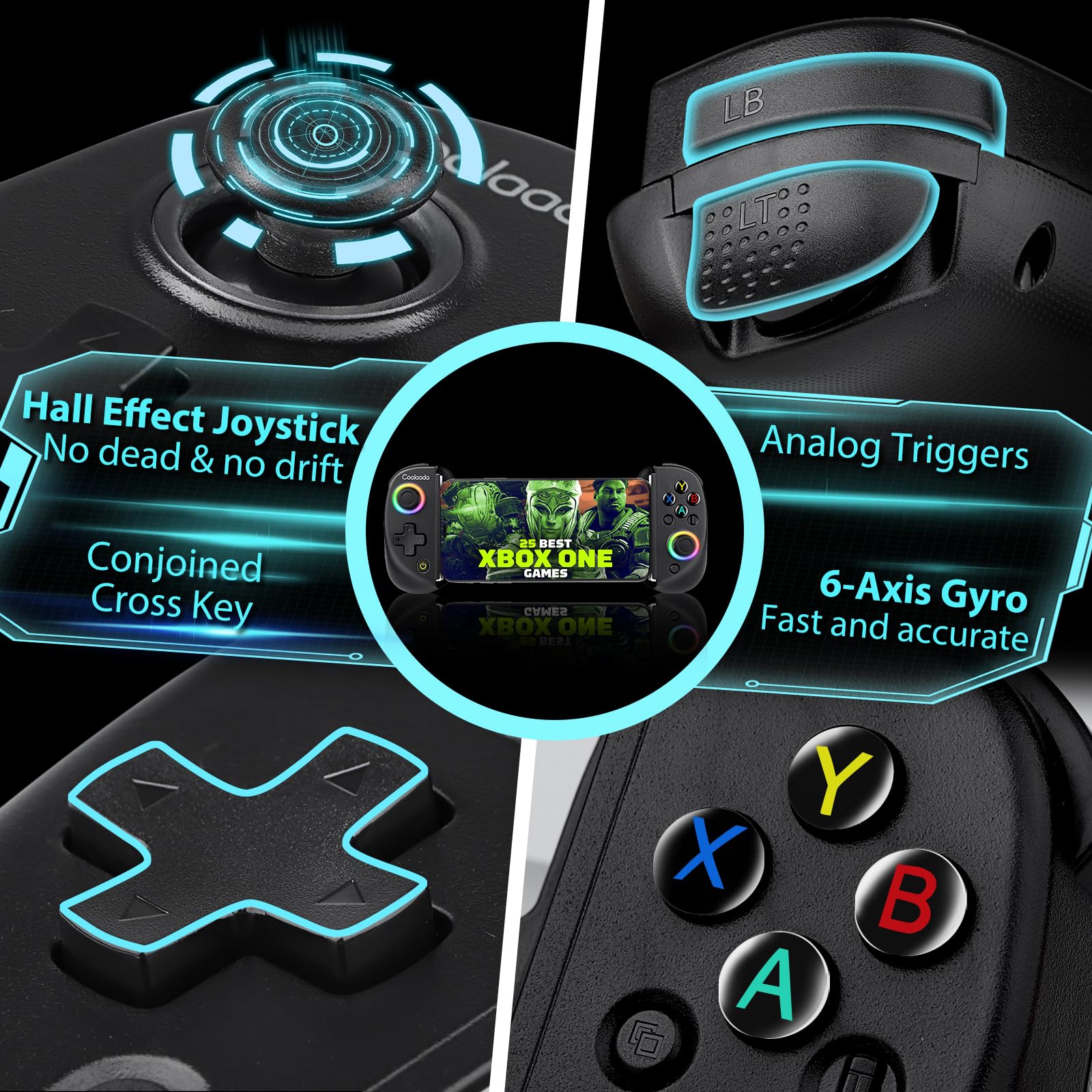 Wireless Bluetooth Mobile Gaming Controller for iPhone, iPad, Samsung & Android - Compatible with Xbox, PS3/4, Switch & PC - Adjustable Clip Joystick Gamepad for Smartphones & Tablets | Perfect for Fortnite, Call of Duty & Cloud Gaming on the Go (Black)