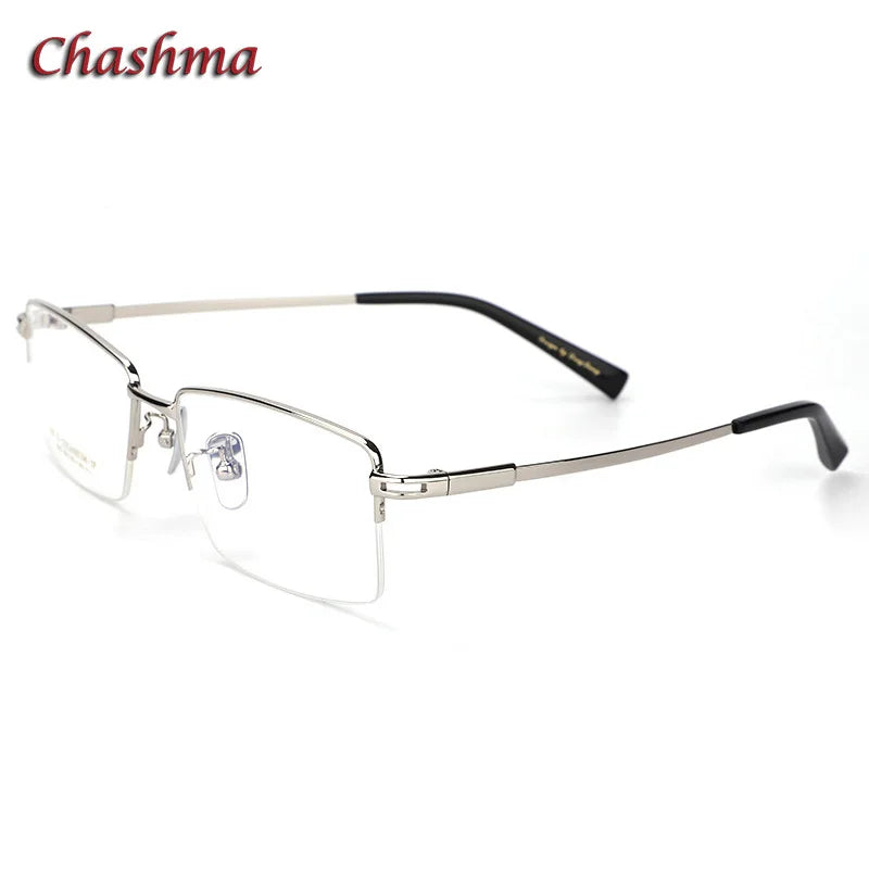 Men's Titanium Semi-Rimless Square Eyeglasses - Lightweight & Durable Frame for Work, Reading & Everyday Use