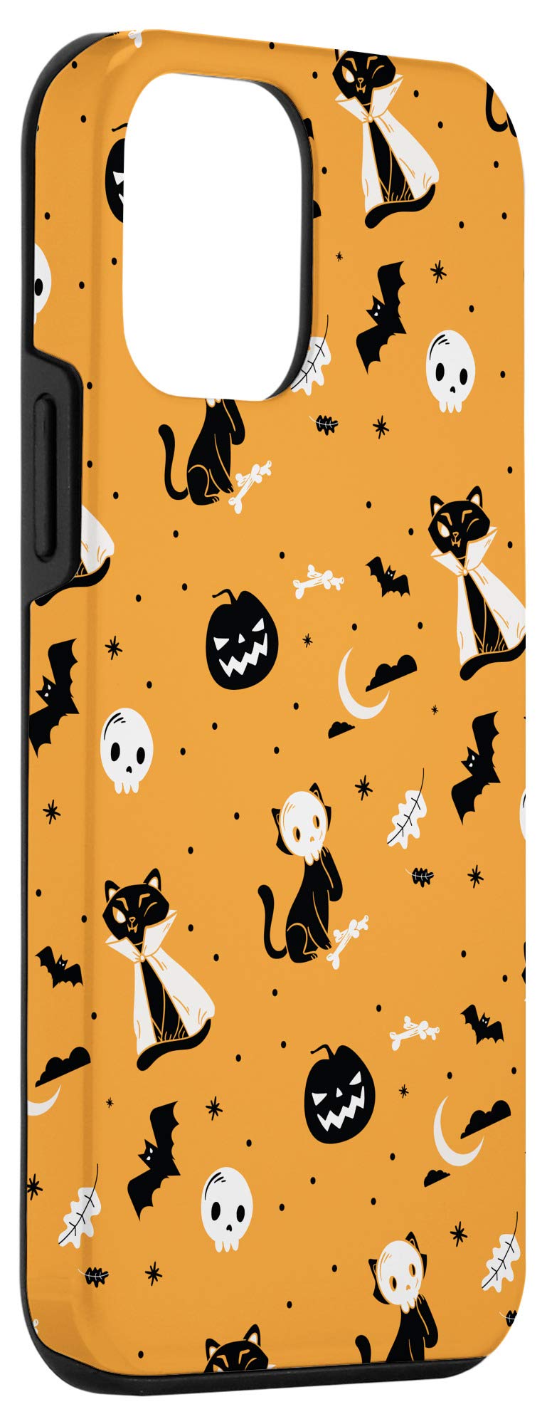 iPhone 12 Mini Halloween Case - Pumpkin, Jack-o'-Lantern, Cat & Bats Design | Protective Phone Cover for Trick-or-Treating, Parties & Spooky Season