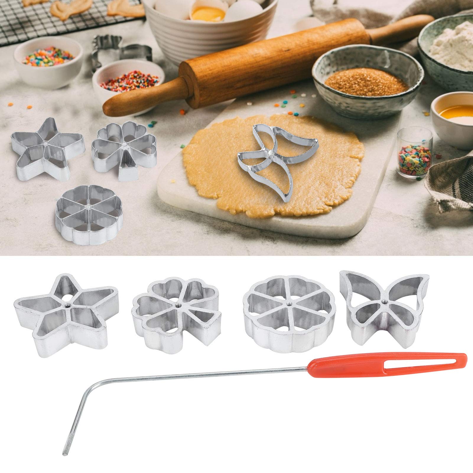 Fdit 4-Piece Kitchen Cake Printing Set - Pastry Biscuit Dessert Maker with Waffle Molds - Baking Accessories for Cake Decorating & Cookie Making - Perfect for Birthday Parties, Tea Time & Holiday Baking