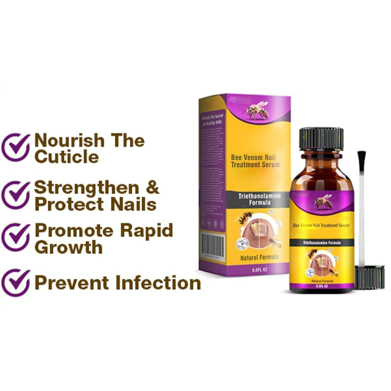 TZEP Natural Bee Venom Nail Growth & Repair Serum - 15ml Nail Treatment for Stronger, Healthier Nails - Perfect for Damaged, Brittle Nails & Nail Care Routine