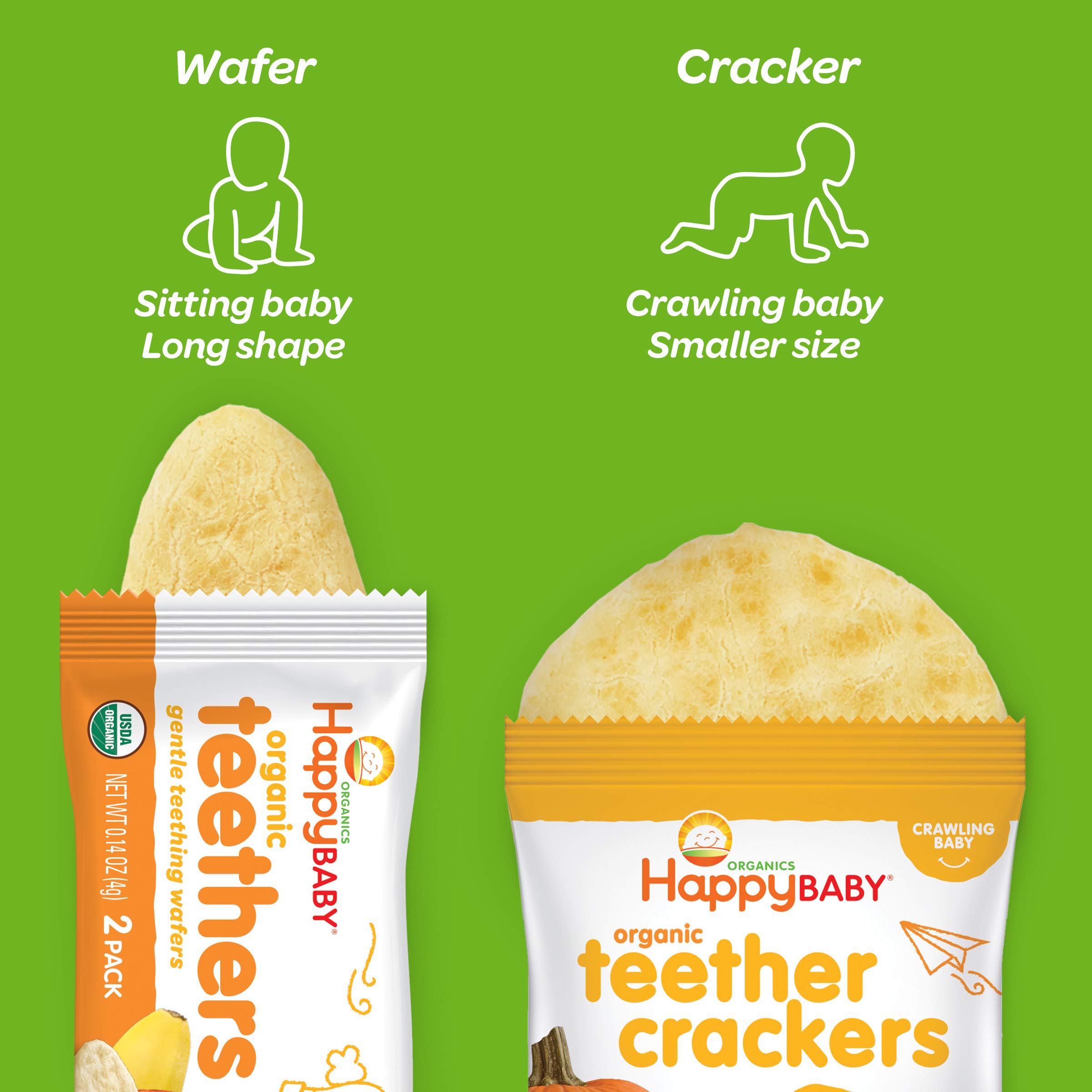 Happy Baby Organics Gentle Teething Wafers - Gluten Free & Vegan Baby Snacks, Sweet Potato & Banana Flavor, 12 Count (Pack of 6) - Perfect for Soothing Sore Gums & On-the-Go Snacking