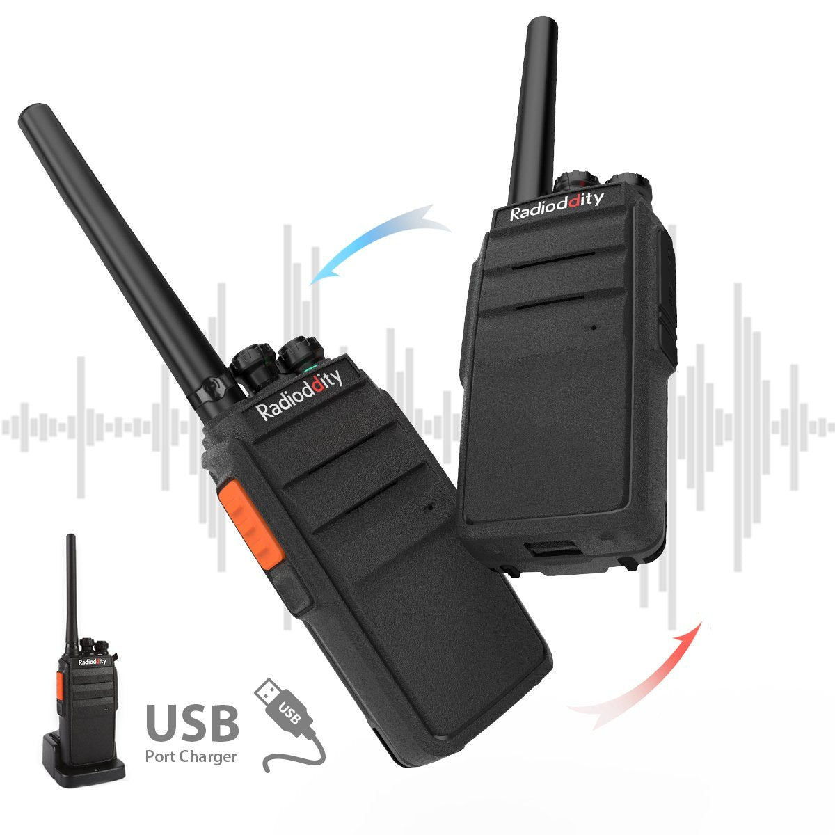 Radioddity R2 Walkie Talkie UHF PMR446 4 Pack - Long Range Two Way Radio for Outdoor Adventures, Hiking, Camping & Emergency Communication