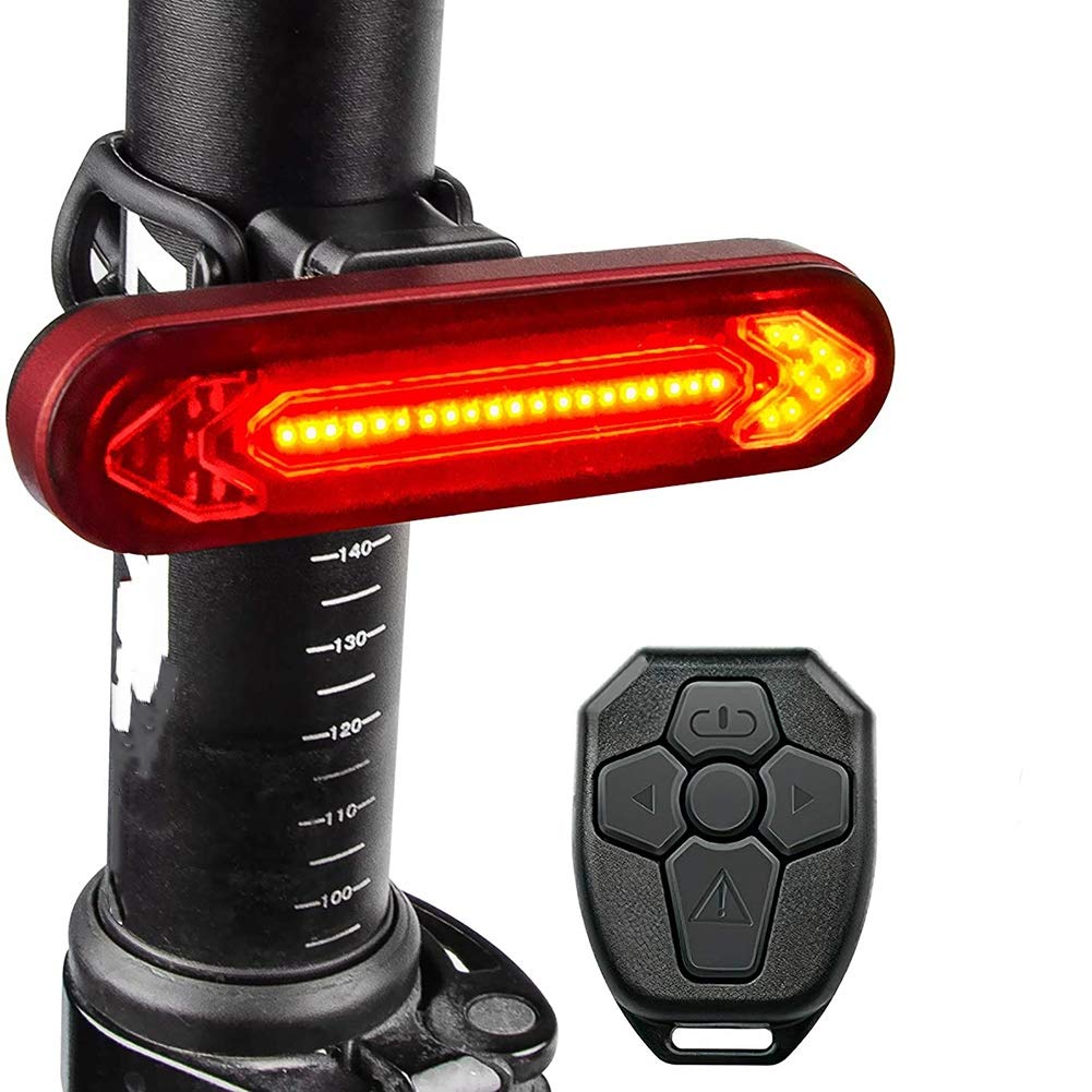 Rechargeable LED Bike Tail Light with Turn Signal & Remote Controller - Waterproof Cycling Safety Rear Light for Mountain, Road, and Commuter Bikes - Perfect for Night Riding and Urban Commuting