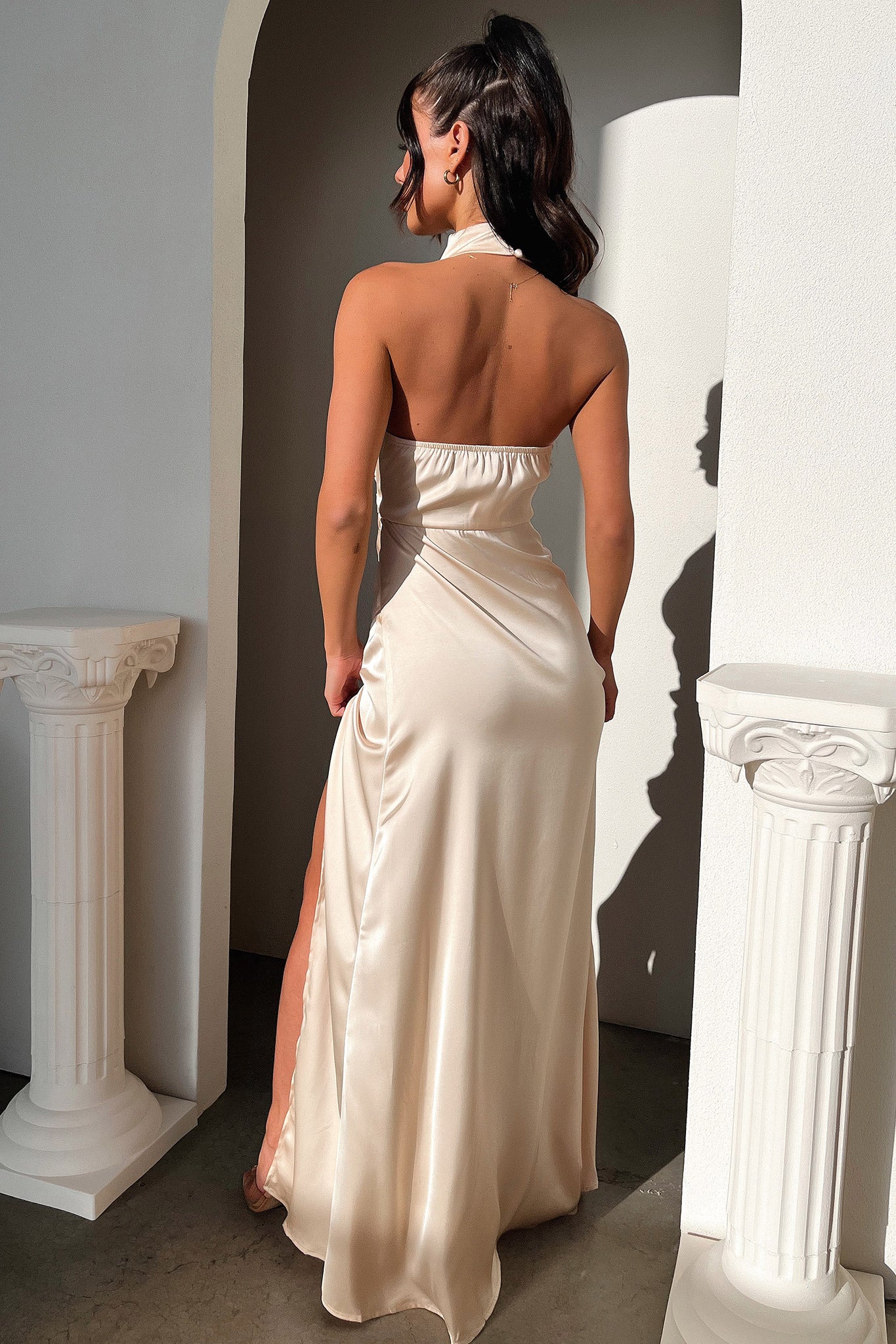 Arabelle Maxi Dress in Champagne - Elegant Long Flowy Dress for Women, Perfect for Weddings, Parties & Summer Outfits