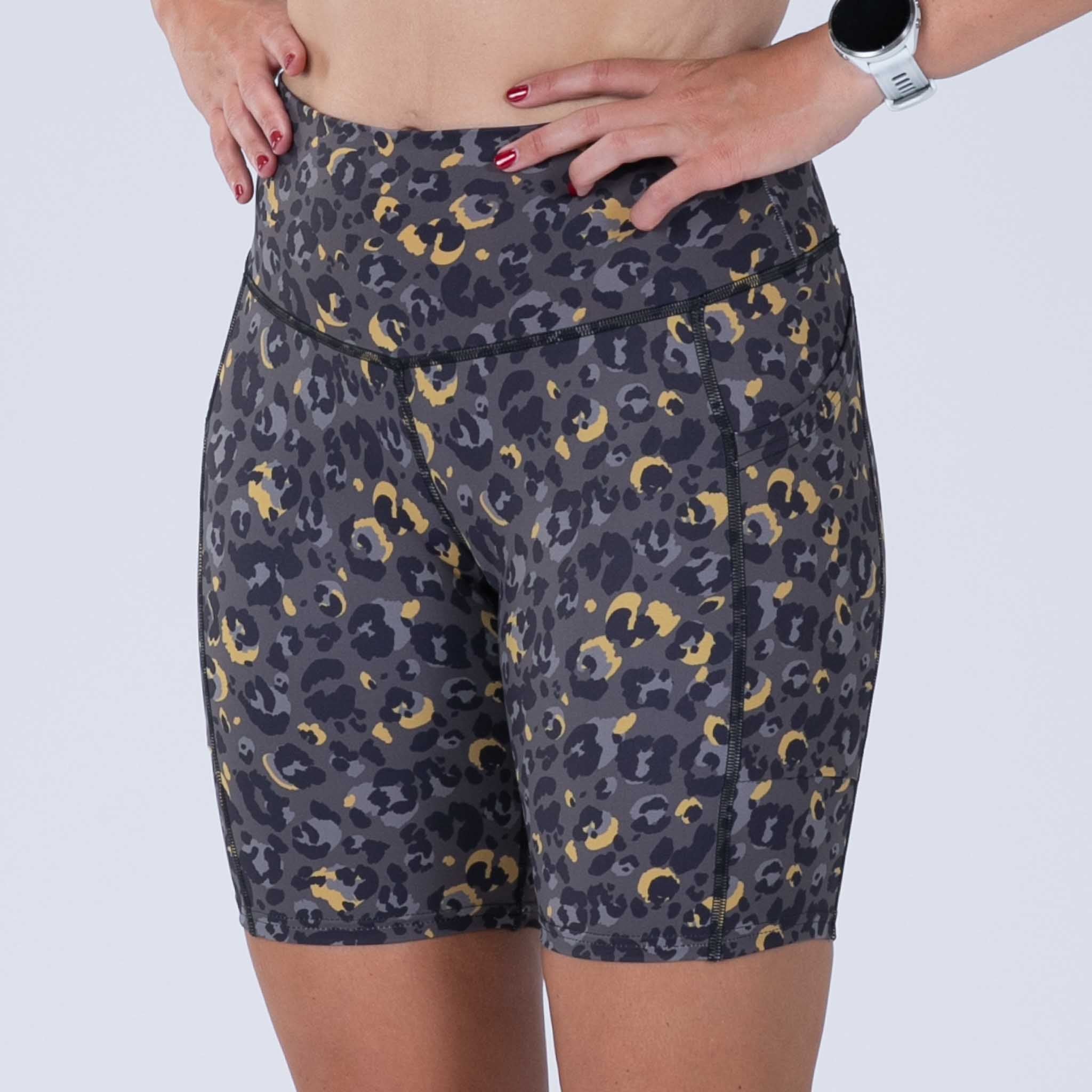 Women's Running Shorts - Cheetah Print High-Waisted Athletic Shorts for Workouts, Yoga & Gym | Breathable & Comfortable Fitness Apparel