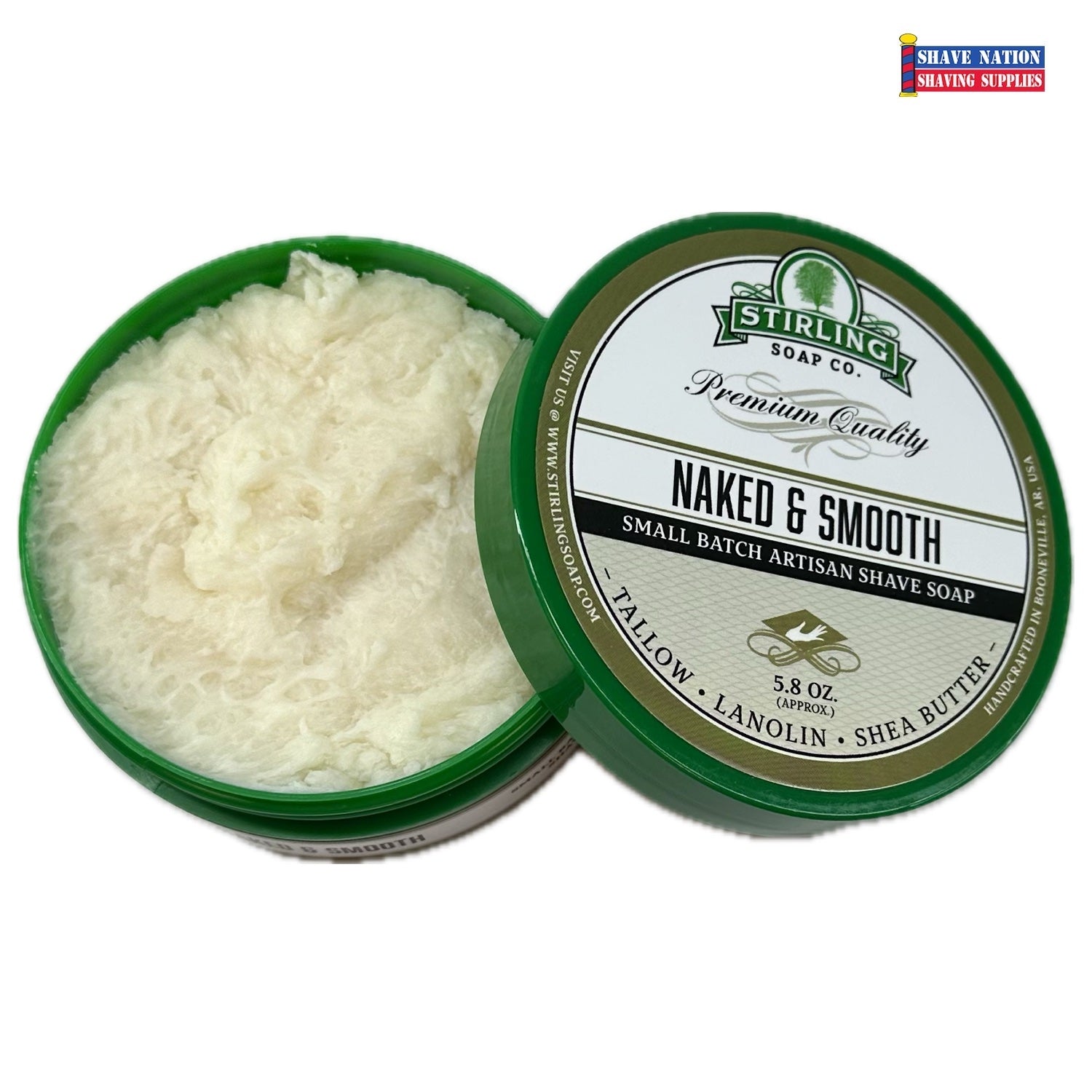 Premium Stirling Shaving Soap for Men - All-Natural Glycerin Shaving Soap Bar with Shea Butter & Essential Oils - Smooth, Close Shave for Sensitive Skin - Perfect for Wet Shaving, Travel & Grooming Kits
