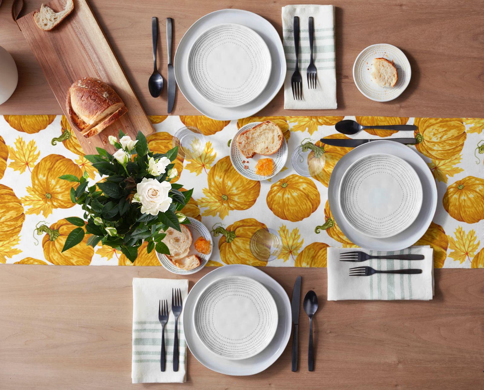 Autumn Thanksgiving Table Runner - 13x120 Inch Non-Slip Washable Pumpkin Maple Leaf Design for Farmhouse, Kitchen, Dining & Coffee Table Decor | Perfect for Holiday Dinners, Parties & Seasonal Home Decor