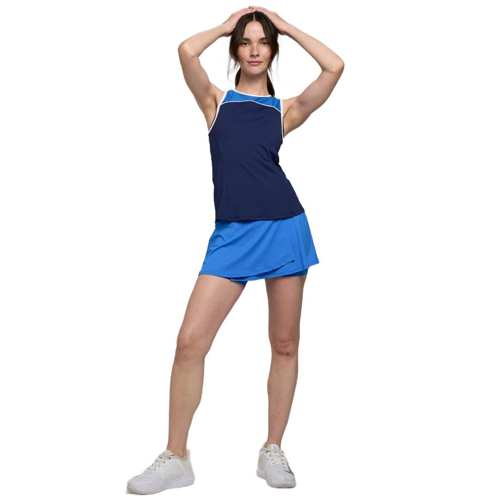 Lija Women's Slick Strata Skort - Athletic Tennis Skirt with Built-in Shorts, Cornflower Blue | Perfect for Tennis, Golf, Running & Casual Wear