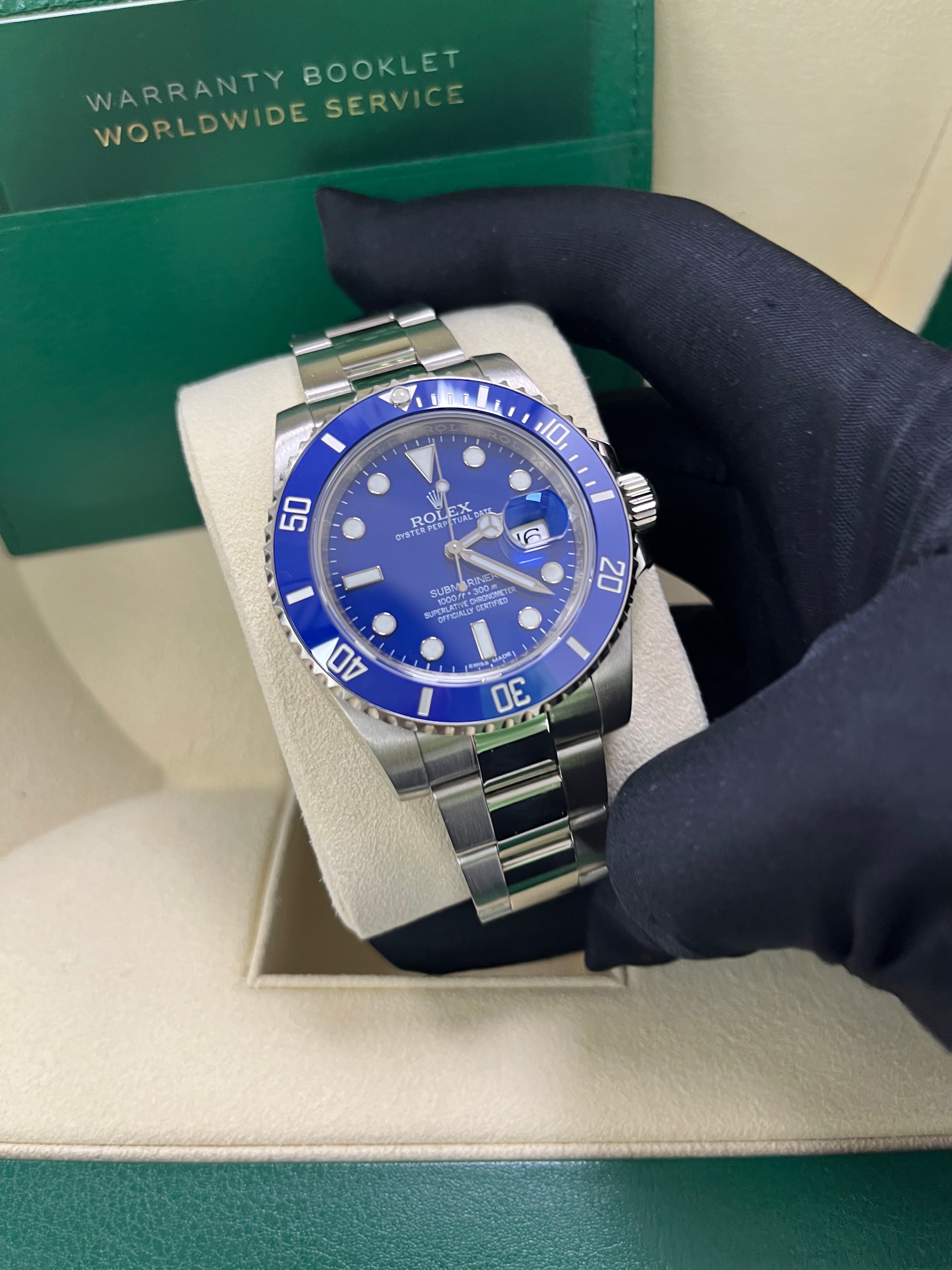 Rolex Submariner Date 40mm White Gold Blue Dial Smurf Watch (Ref. 116619LB) - Luxury Diving Timepiece for Men, Perfect for Water Sports & Formal Occasions
