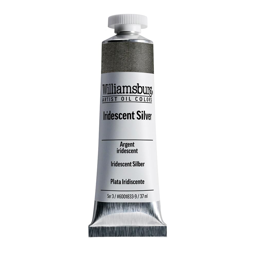 GOLDEN Williamsburg Artist Oil Colors - Iridescent Silver (37 ml Tube) | Professional Semi-Opaque Oil Paint for Canvas Painting & Fine Art