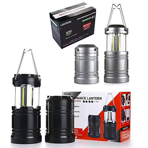 2 Pack Tactical COB Lantern & 2 Pack LED Camping Lantern Bundle - Perfect for Outdoor Adventures, Emergency Preparedness, and Power Outages