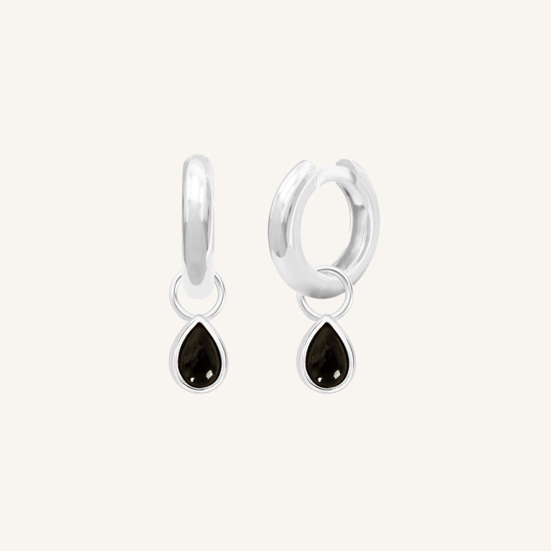 Black Onyx Trove Charm Hoops - Elegant Dangle Earrings for Women | Perfect for Parties, Weddings & Everyday Wear