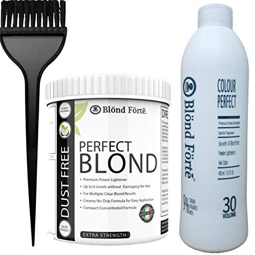 1.1 Pound Premium White Toner Dye Hair Bleach Powder Lightener Kit with 13.5oz 9% 30 Vol Developer - Professional Hair Lightening for Blonde Highlights & Color Correction - Salon Quality at Home for DIY Hair Coloring & Bleaching