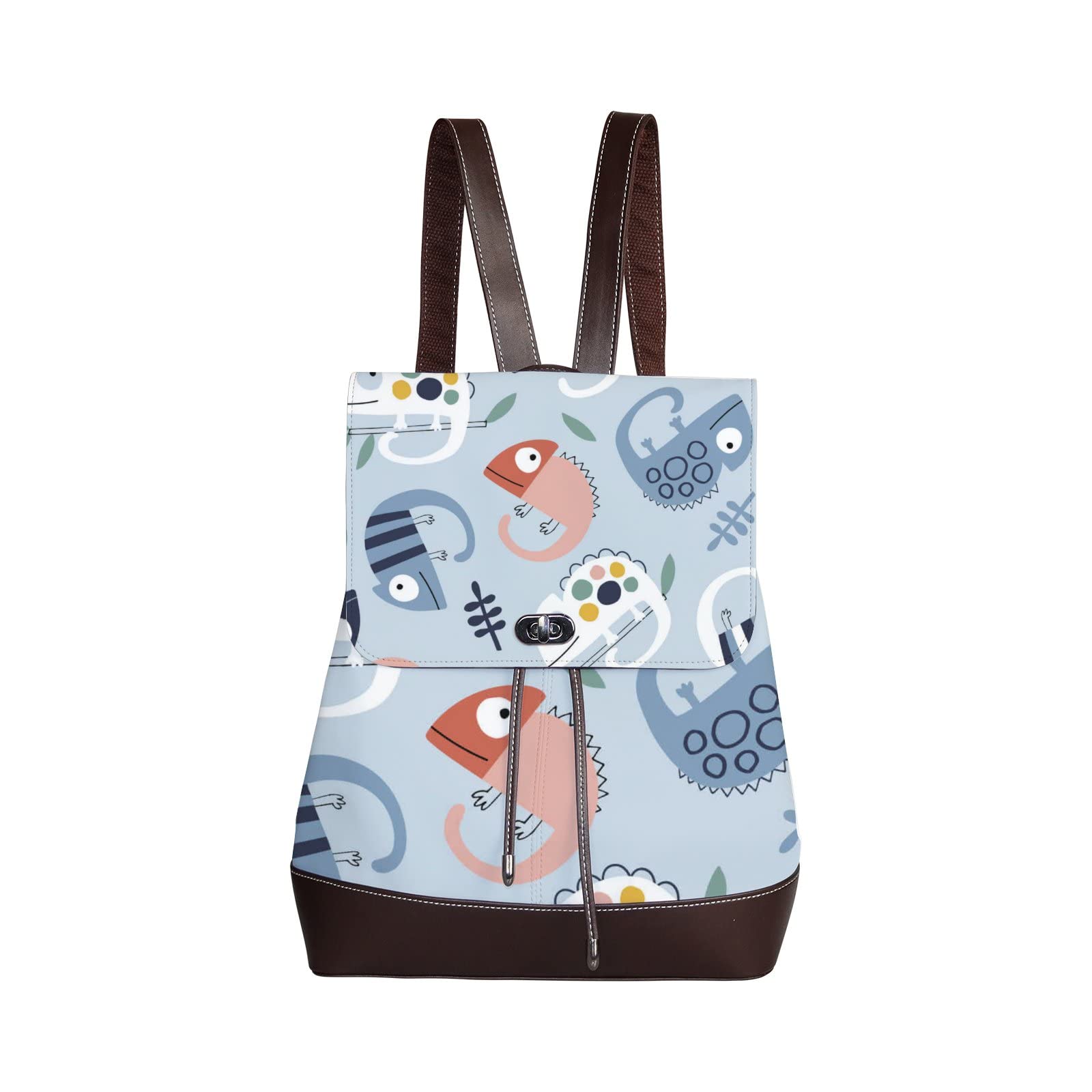 Stylish Women's Leather Backpack Purse - Cute Chameleons Print Fashion Travel Rucksack, Durable Shoulder Bag for School, Work & Daily Commute | Perfect for College, Office & Weekend Getaways