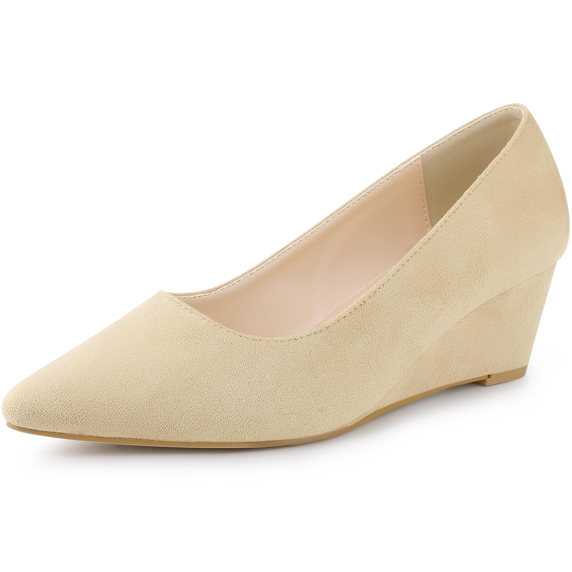 Allegra K Women's Pointed Toe Slip On Wedge Heel Pumps - Comfortable Dress Shoes for Work, Party & Special Occasions