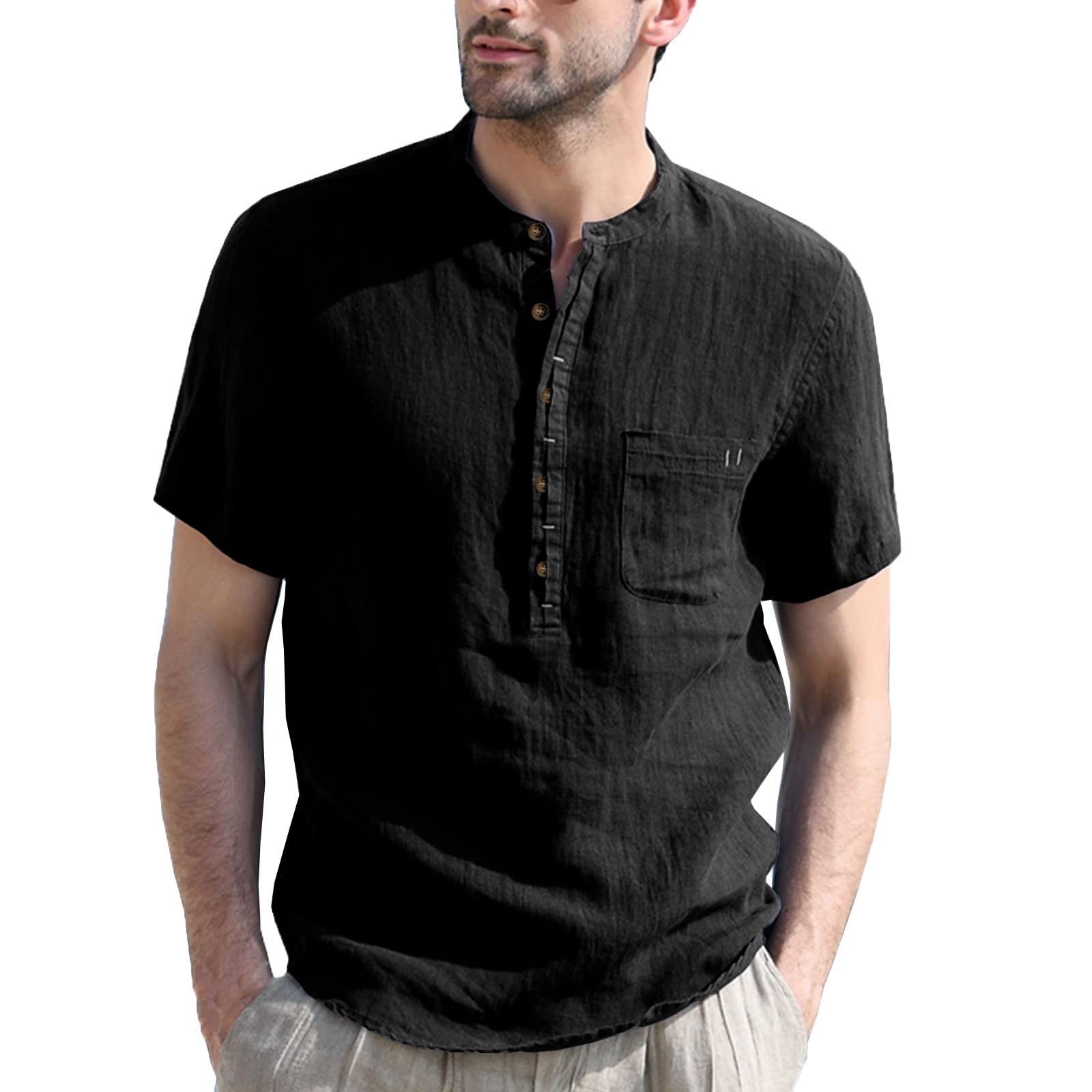 Makalon Men's Summer Shirts - 4th of July Patriotic T-Shirts & Breathable Linen Polo Shirts for Big & Tall Men | Casual Wear, BBQ Parties & Outdoor Activities