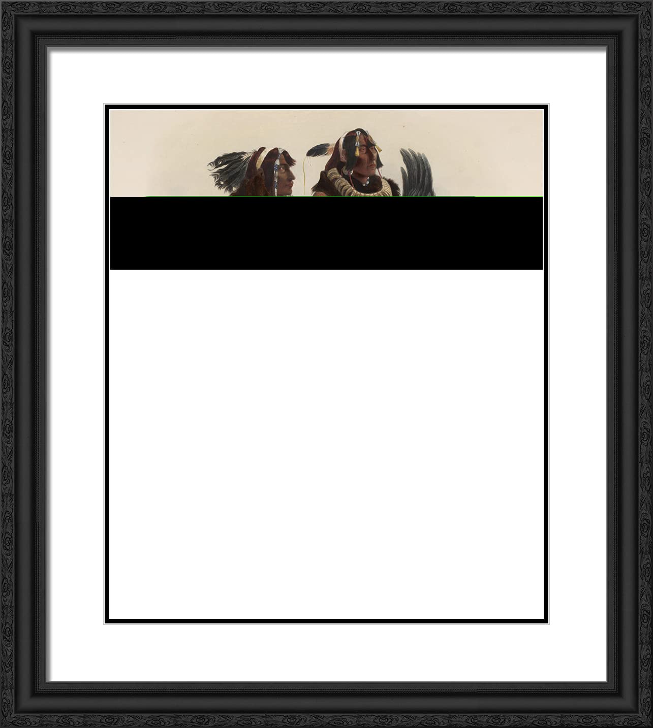 Karl Bodmer 20x22 Black Ornate Framed Art Print - Mandan Indians Plate XX from Travels in North America | Vintage Native American Wall Decor for Living Room, Office & Gallery Display