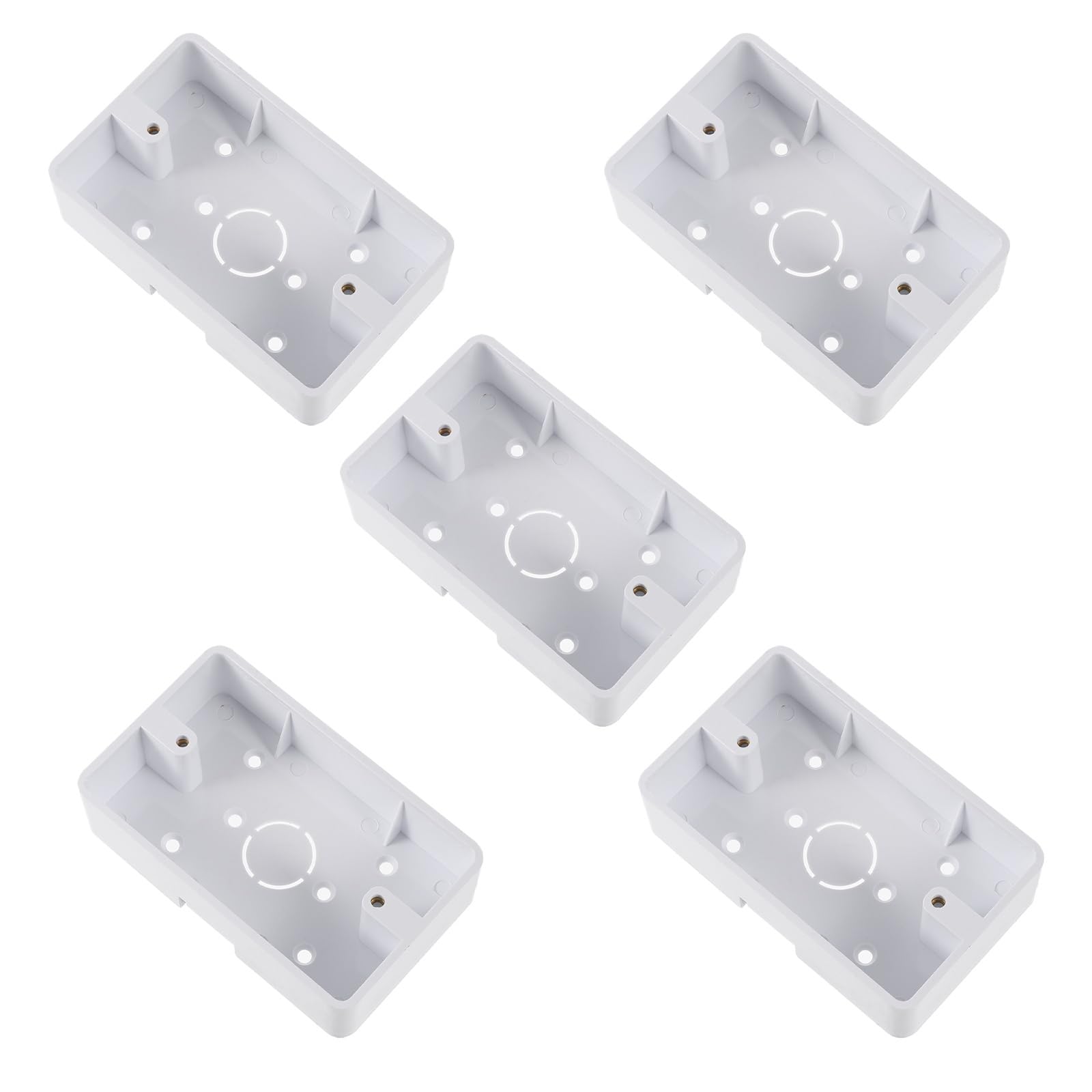 Hemobllo 5-Pack White Plastic Surface Mount Electrical Outlet Box - Single Gang Junction Box for Home Wiring, DIY Projects & Wall Outlet Installation
