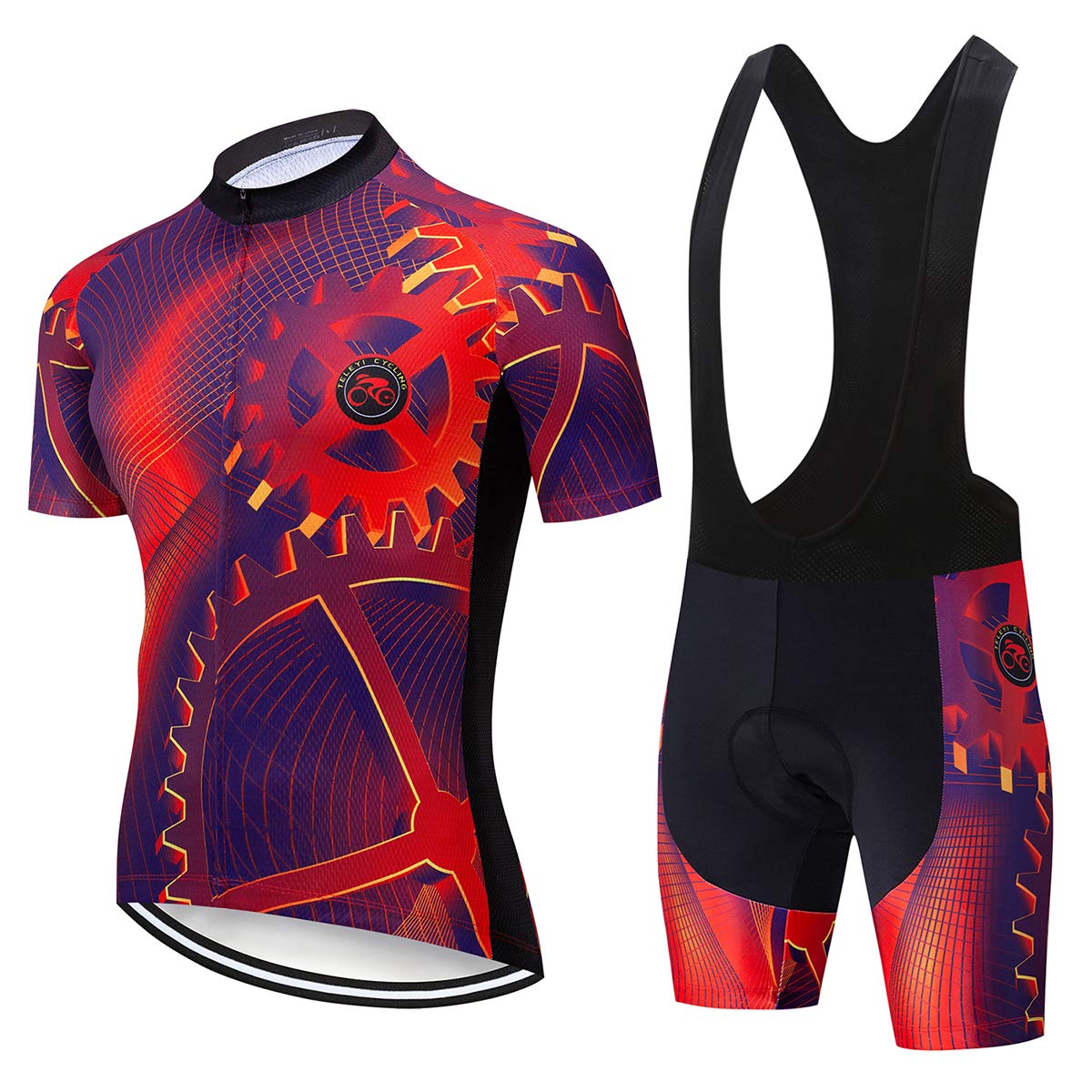 Men's Cycling Jersey Set - Breathable Short Sleeve Bike Jersey & Padded Cycling Shorts for Mountain Biking & Road Cycling - Perfect for Summer Training & Outdoor Sports